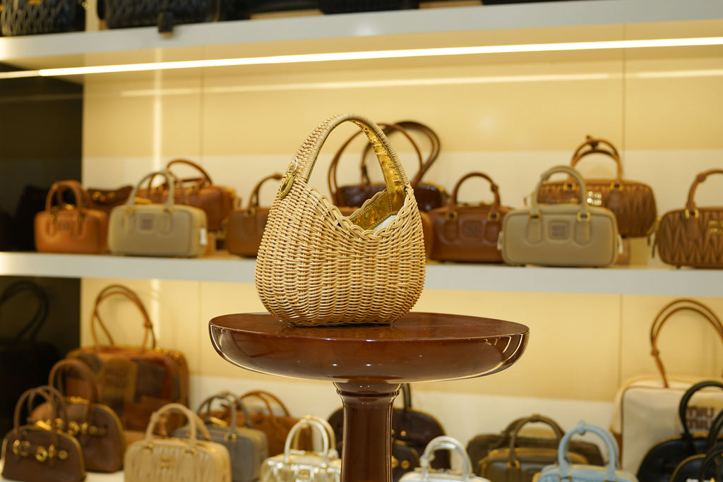 Miu Miu | Wander-Wicker – Wicker – Natural – Gold Hardware