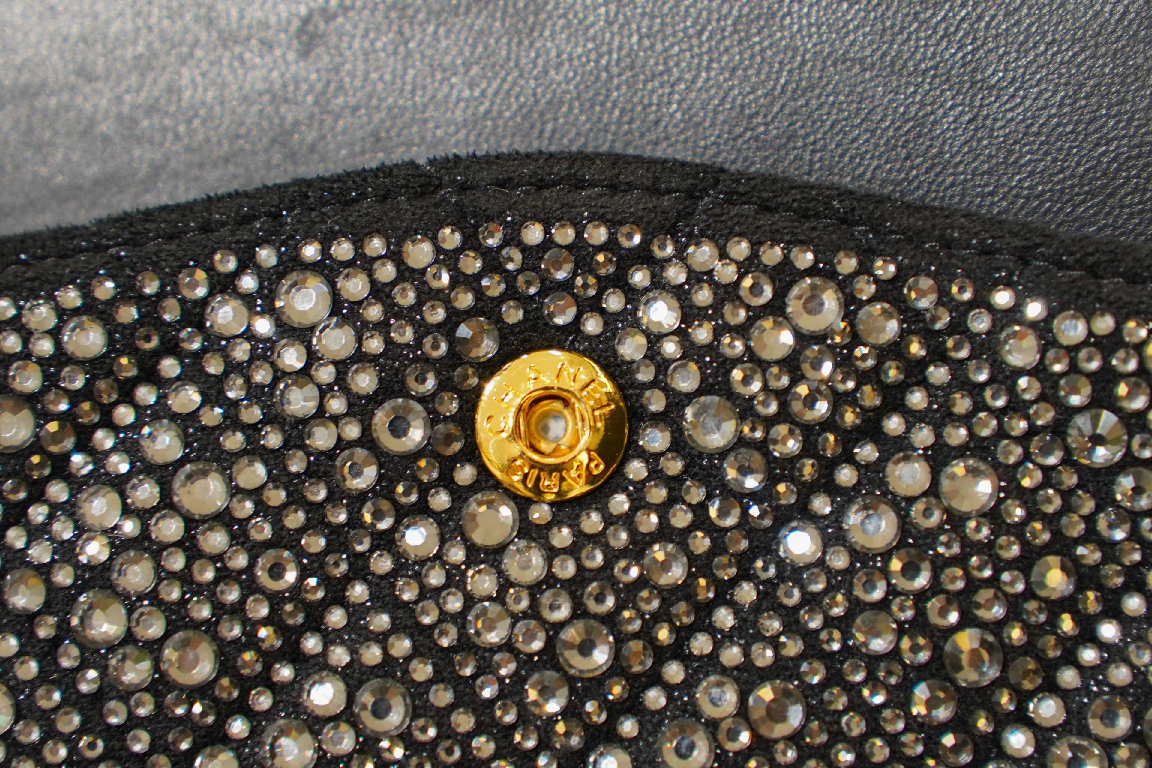 Chanel | Classic Flap Bag – Medium – Crystal-Embellished Fabric – Black – Gold Hardware