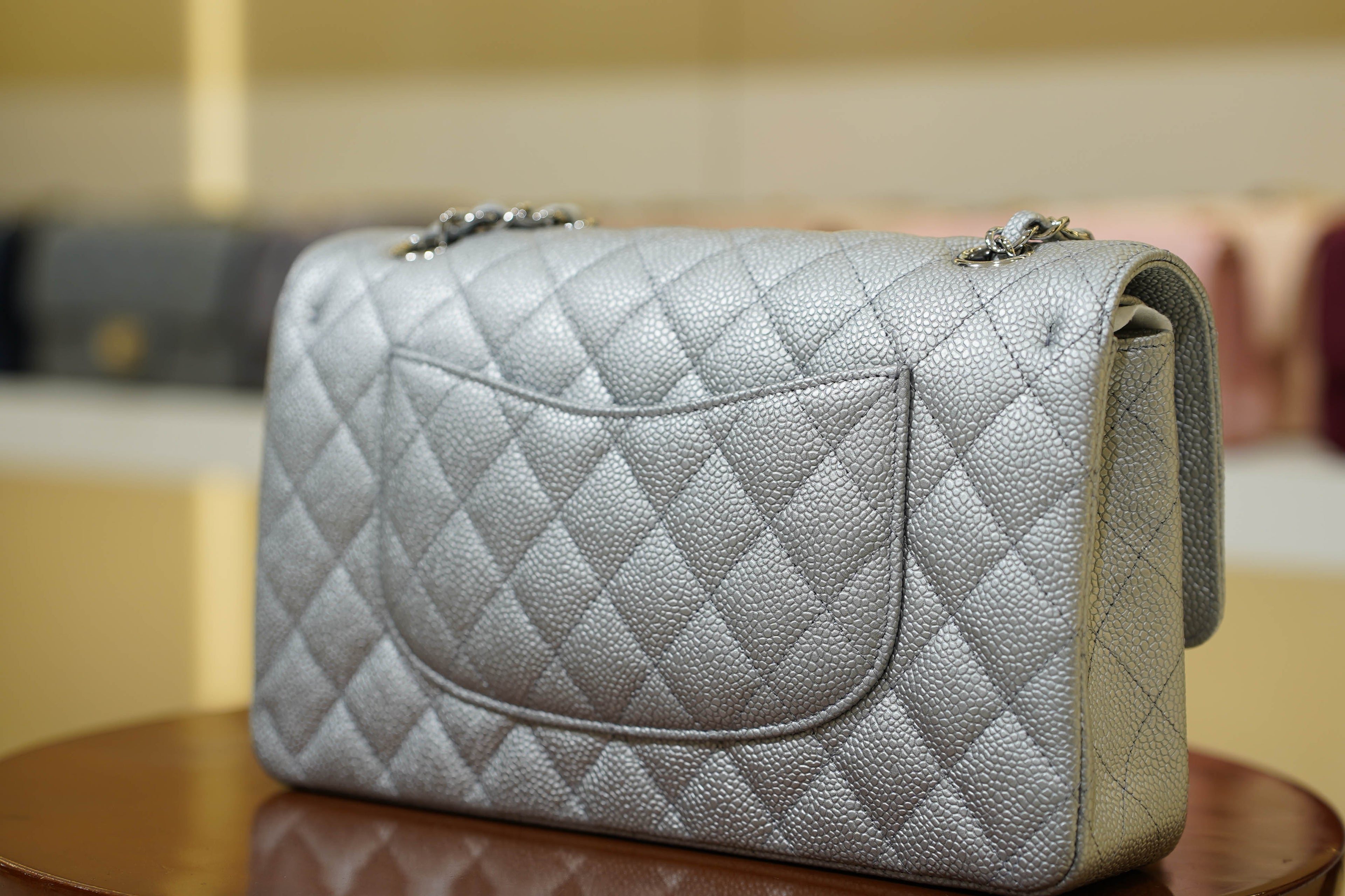 Chanel | Classic Flap Bag – Medium Leather – Silver – Silver Hardware