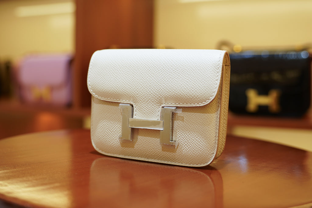 Hermes | Constance Slim Wallet – Epsom – White – Silver Hardware