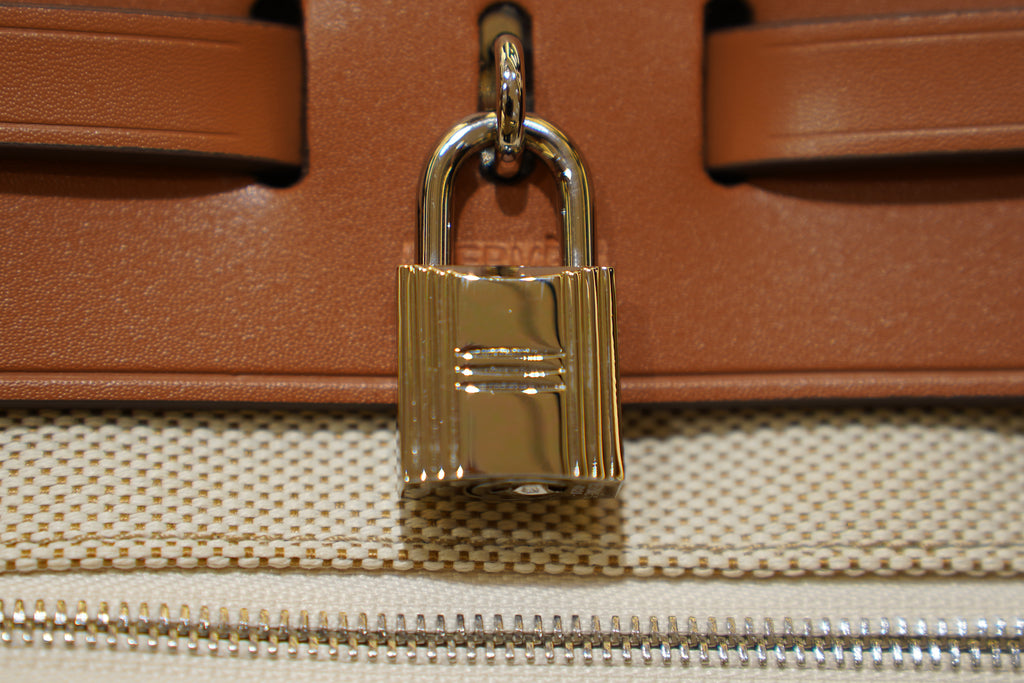 Hermes | Herbag Large – Canvas – Cream – Gold Hardware