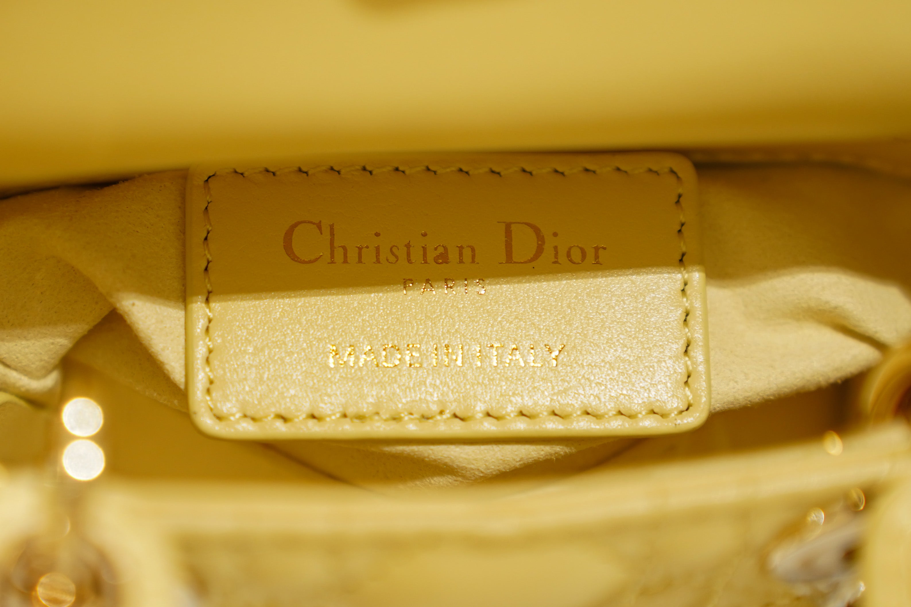 Dior | Lady Dior (Mini) – Lambskin – Yellow – Gold Hardware