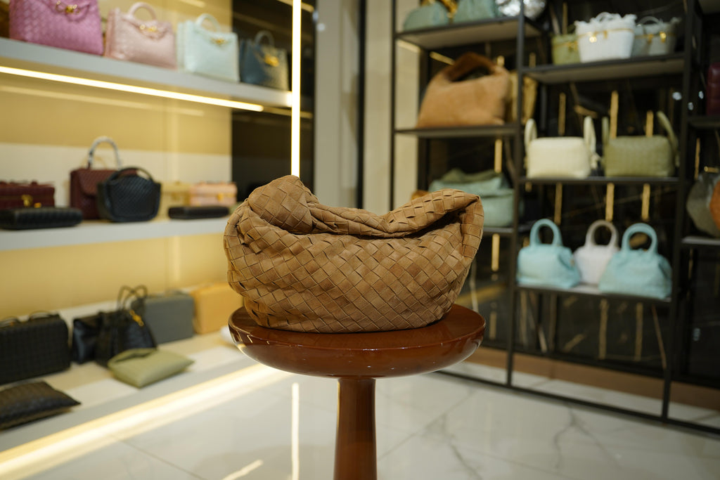 Bottega Veneta | Jodie (Large) – Suede – Beige – Gold Hardware