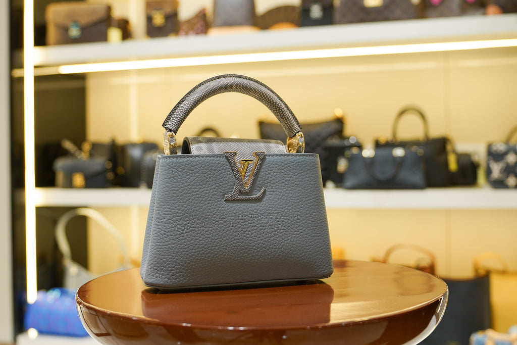 Louis Vuitton | Capucines Medium – Leather – Grey – Gold Hardware