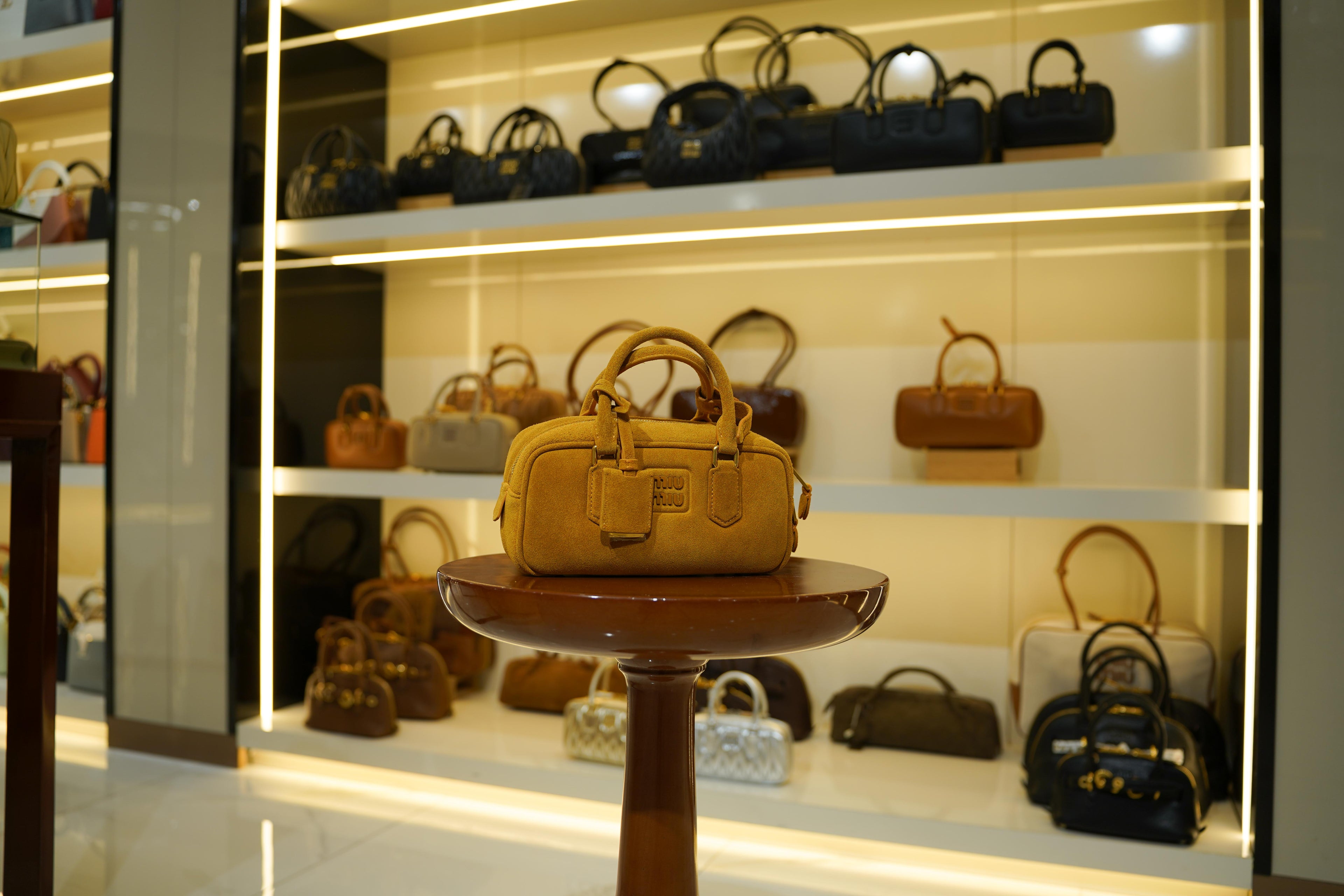 Miu Miu | Arcadie (Medium) – Suede – Yellow – Gold Hardware