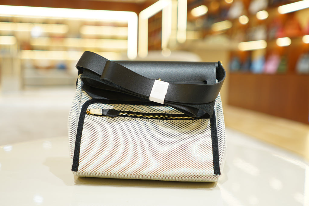Hermes | Herbag Mini – Canvas – White and Black – Gold Hardware