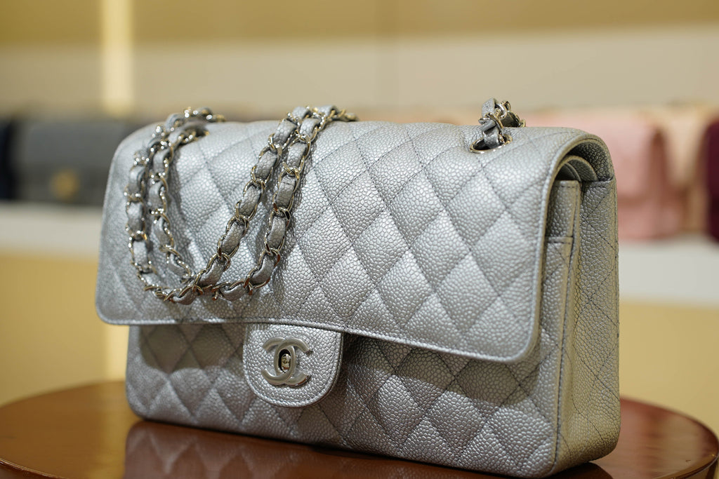 Chanel | Classic Flap Bag – Medium Leather – Silver – Silver Hardware