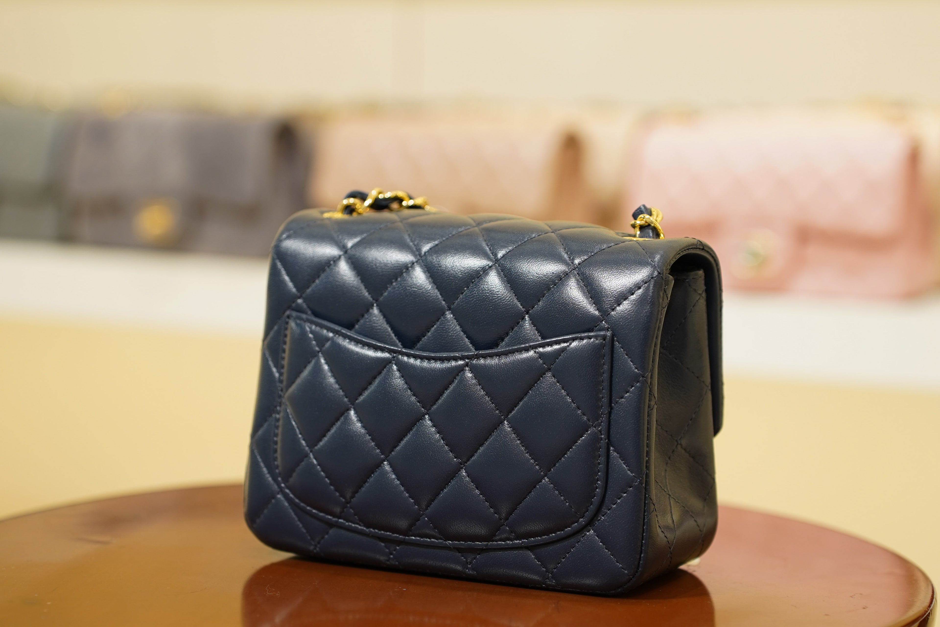 Chanel | Square Mini Flap Bag – Lambskin – Navy – Gold Hardware