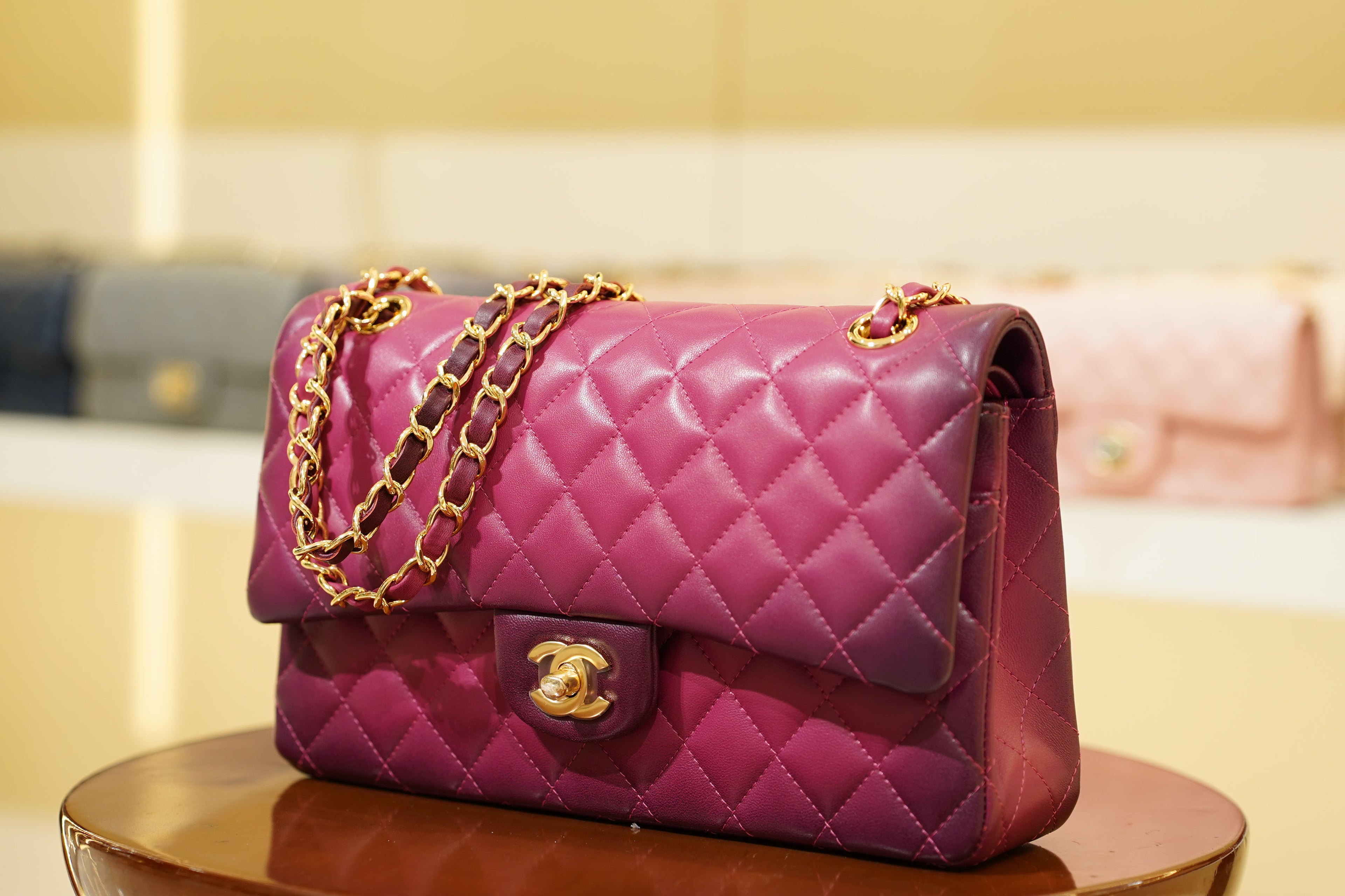 Chanel | Classic Flap Bag – Medium – Leather – Purple – Gold Hardware