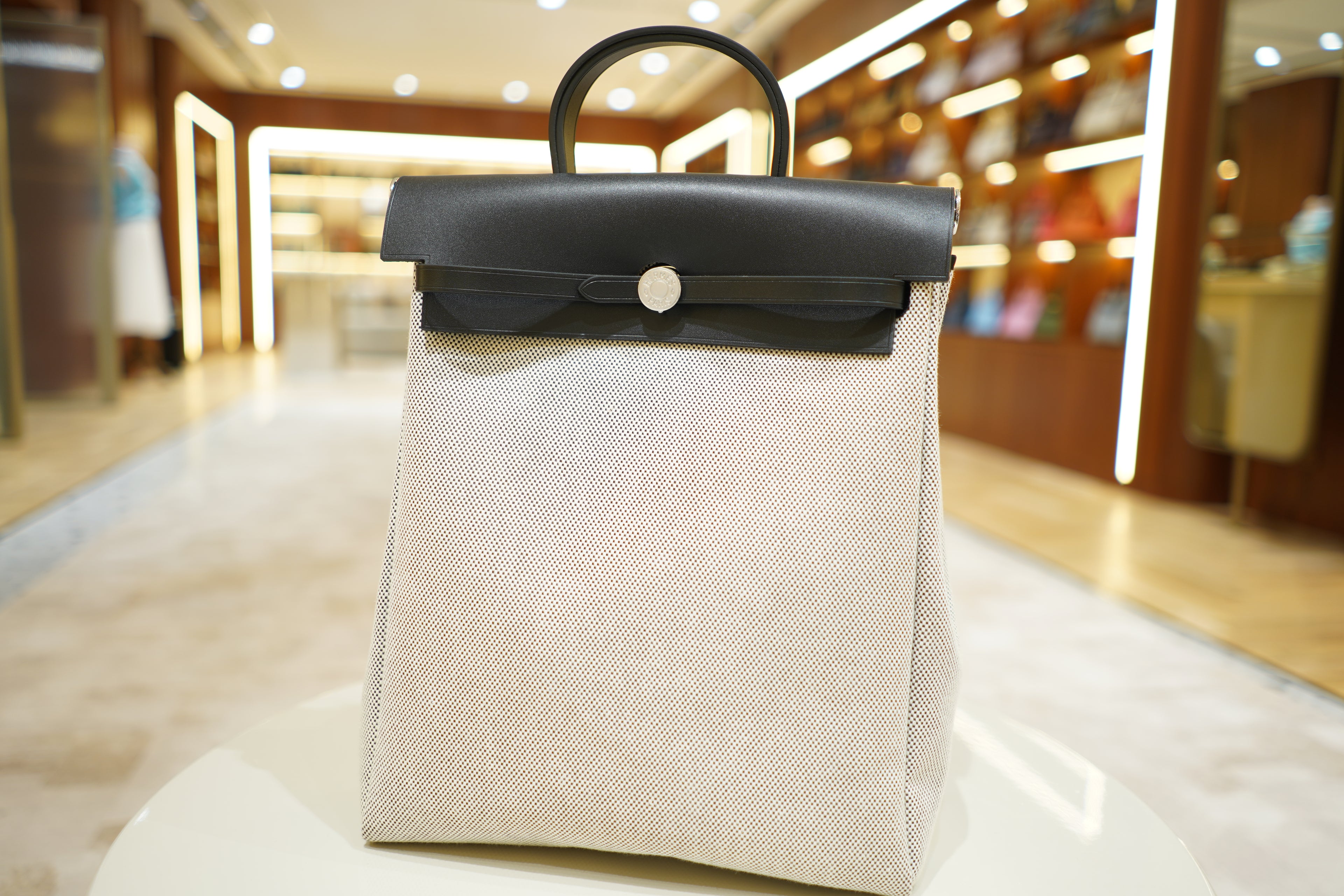 Hermes | Herbag Backpack – Canvas – Beige – Silver Hardware