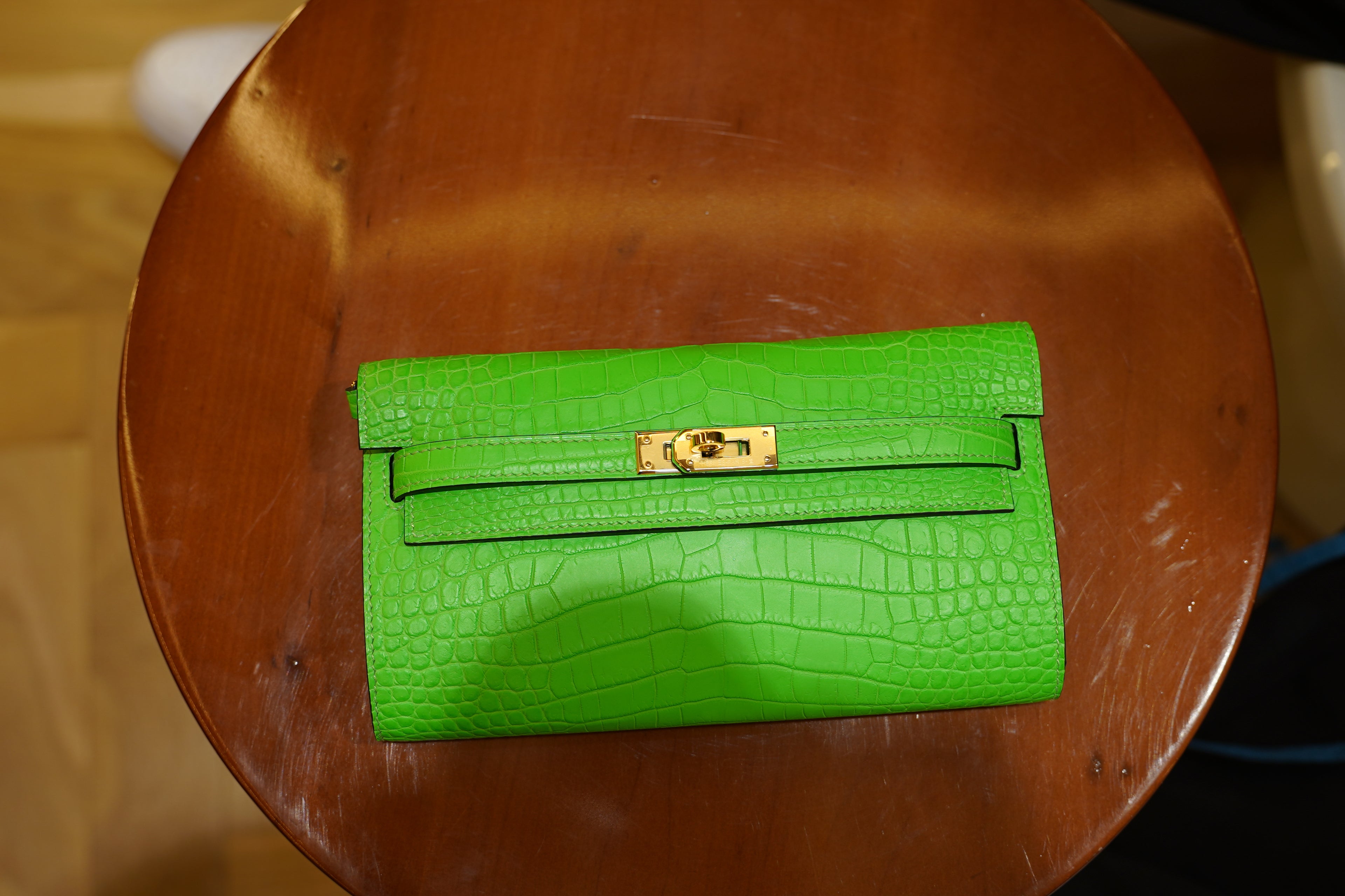 Hermes | Kelly To Go Wallet – Crocodile – Green – Gold Hardware