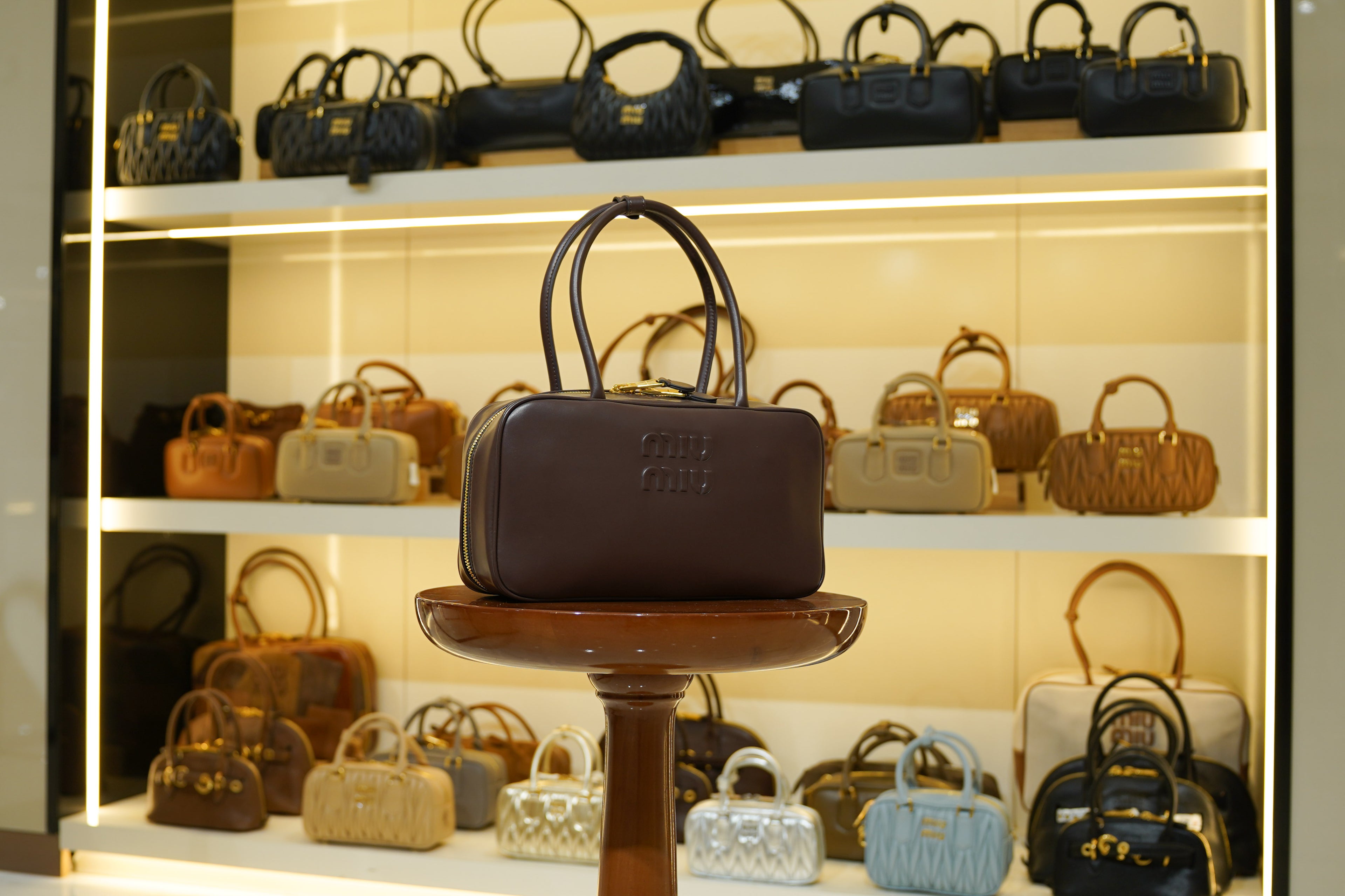 Miu Miu | Beau – Leather – Brown – Gold Hardware