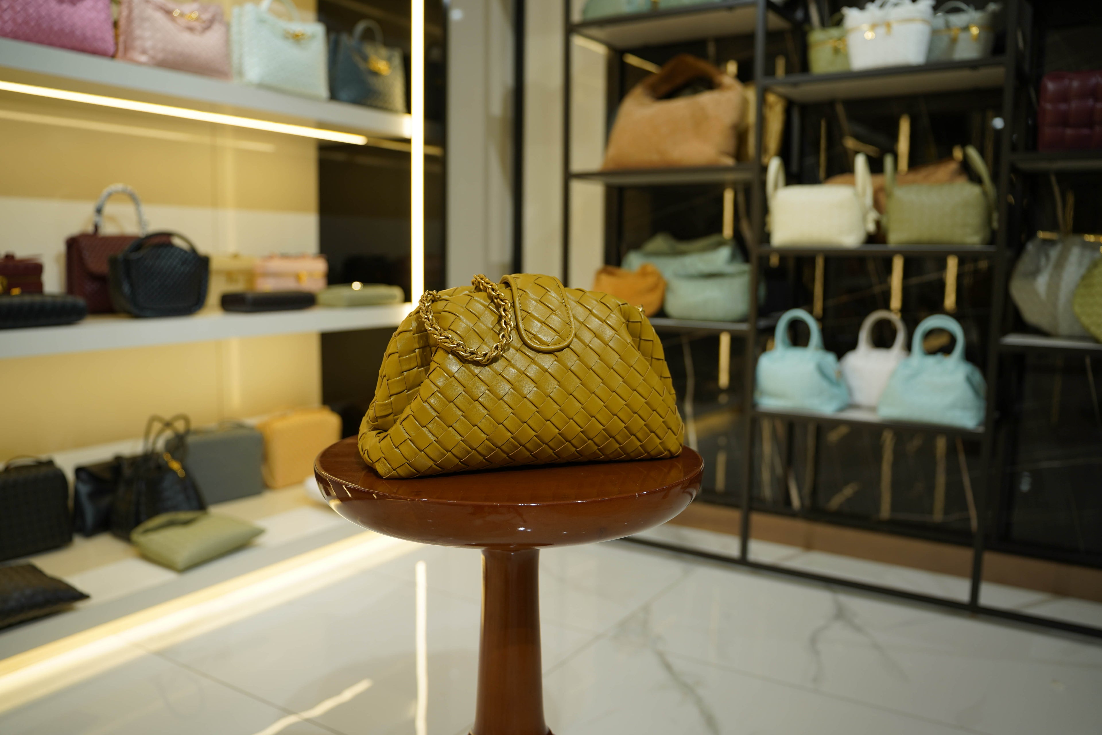 Bottega Veneta | Lauren – Intrecciato – Yellow – Gold Hardware
