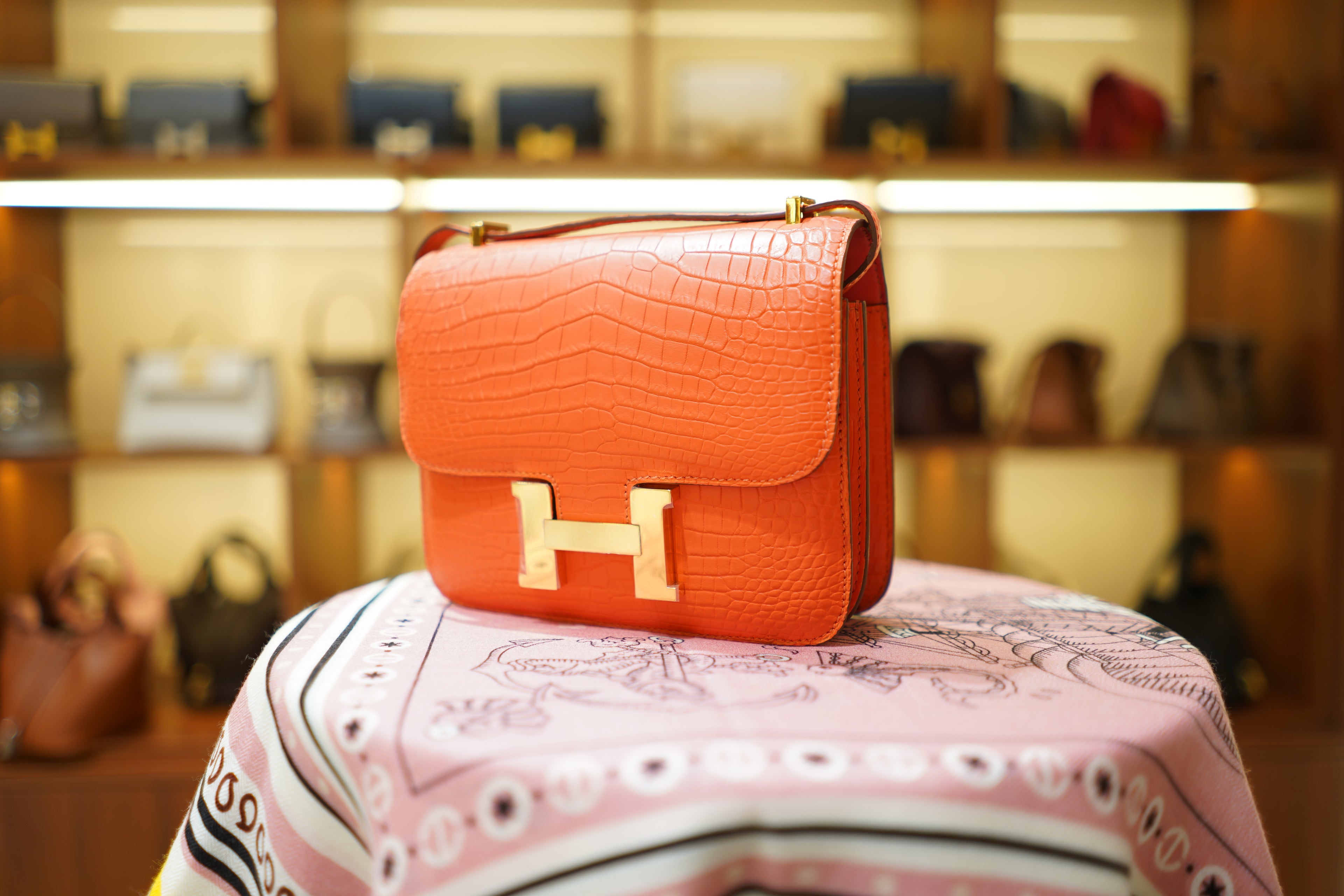 Hermes | Constance – Crocodile Leather – Orange – Gold Hardware