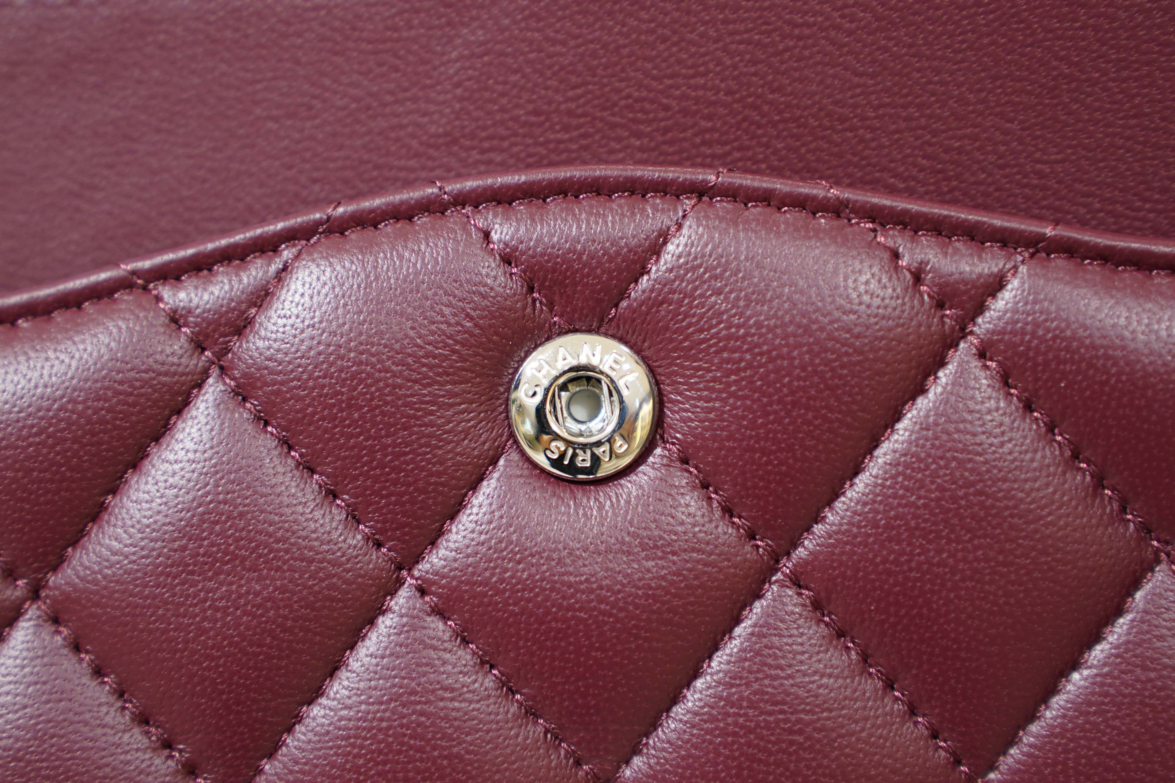 Chanel | Classic Flap Bag – Medium – Lambskin – Burgundy – Silver Hardware