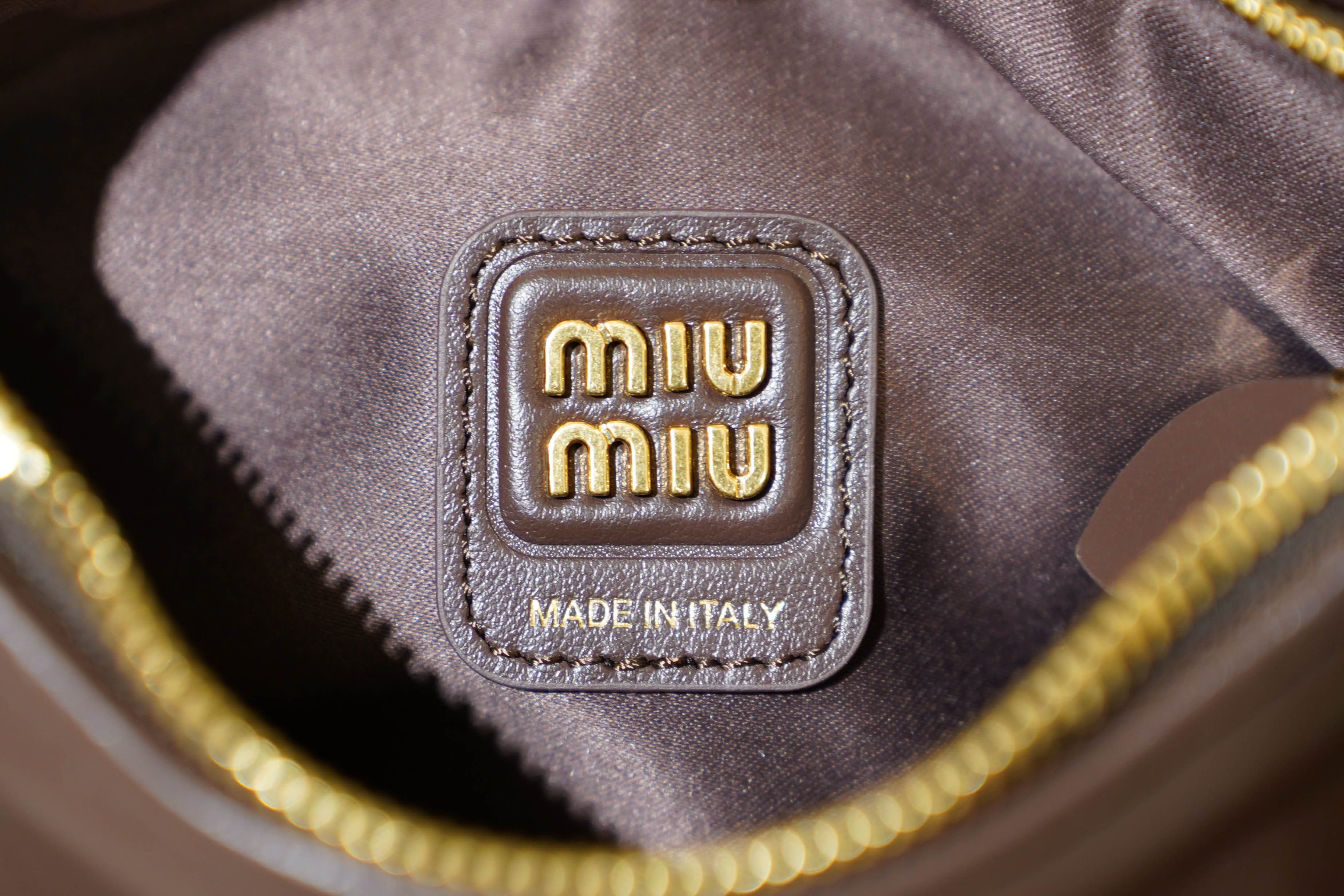 Miu Miu | Wander-Matelasse – Leather – Brown – Gold Hardware