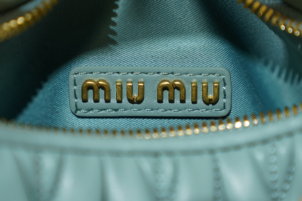Miu Miu | Wander-Matelasse – Leather – Aqua – Gold Hardware