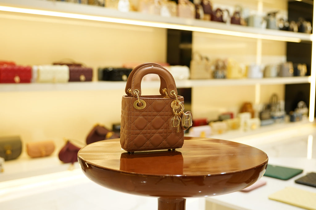 Dior | Lady Dior (Mini) – Lambskin – Brown – Gold Hardware