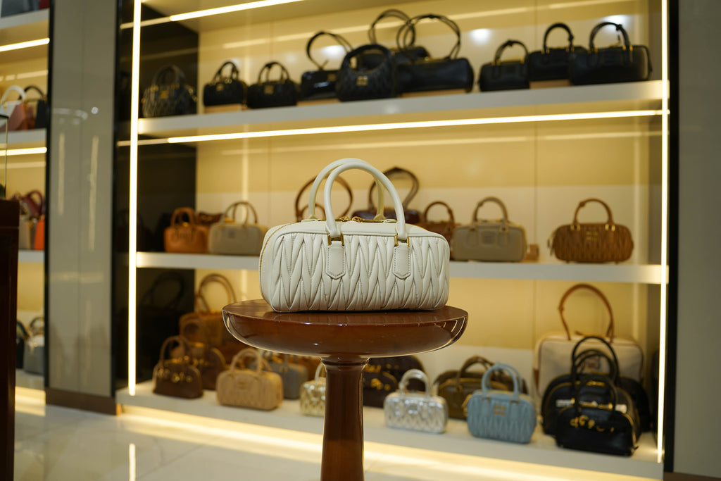 Miu Miu | Arcadie (Large) – Matelassé – Ivory – Gold Hardware