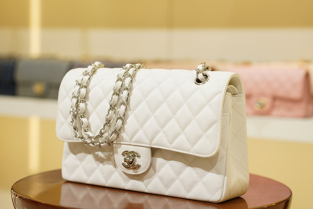 Chanel | Classic Flap Bag – Medium – Leather – White – Silver Hardware