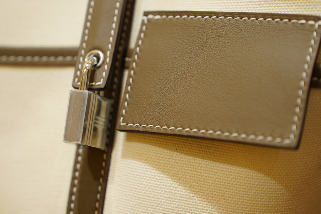 Hermès | Picotin Lock – Канва – Белый – Серебряная фурнитура