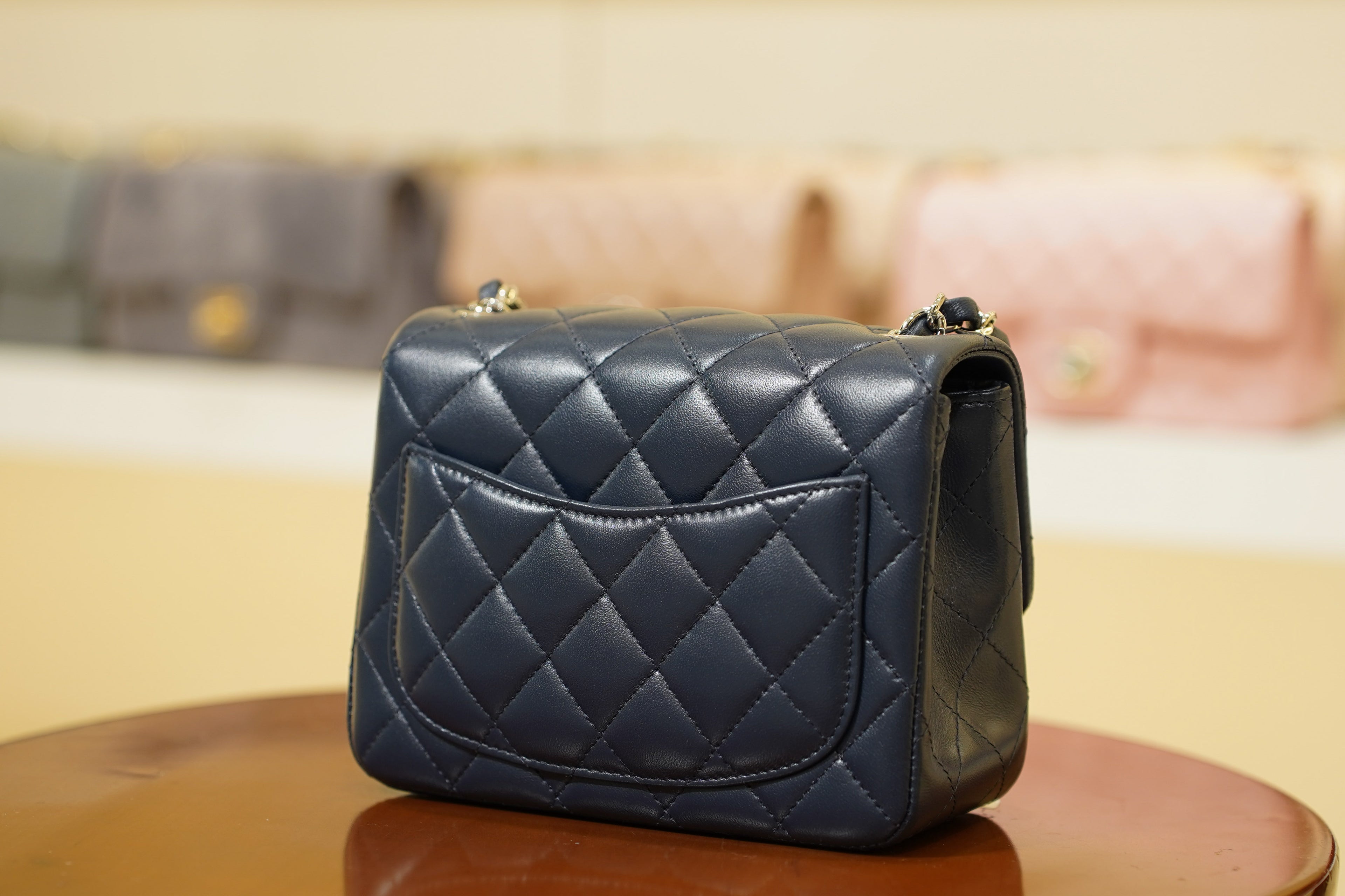 Chanel | Square Mini Flap Bag – Leather – Navy – Silver Hardware