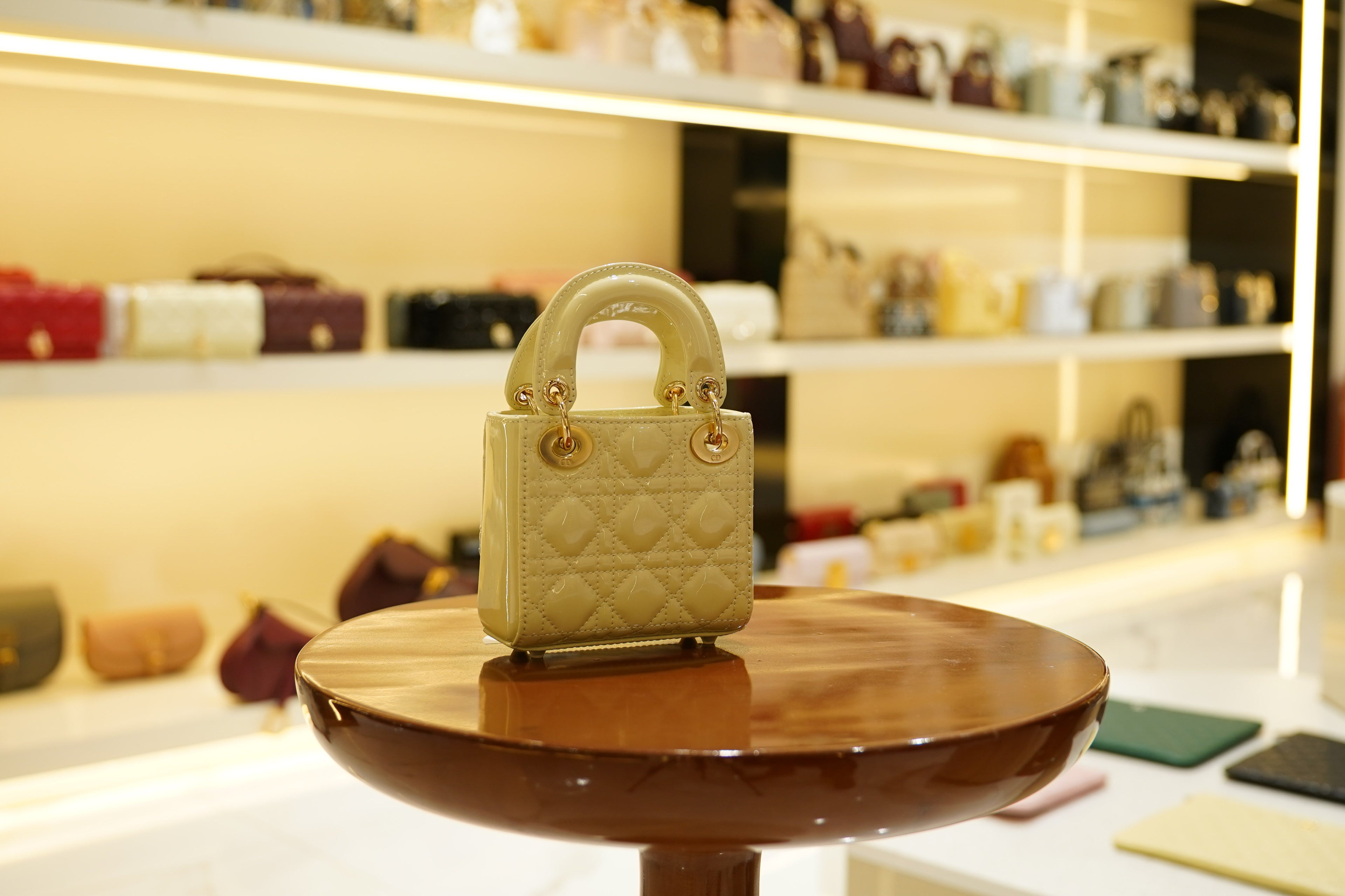 Dior | Lady Dior (Mini) – Patent Leather – Light Green – Gold Hardware