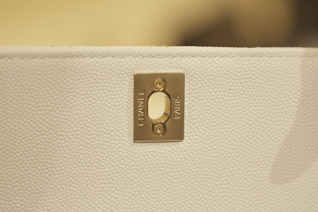 Chanel | Coco Mini – Leather – White – Gold Hardware