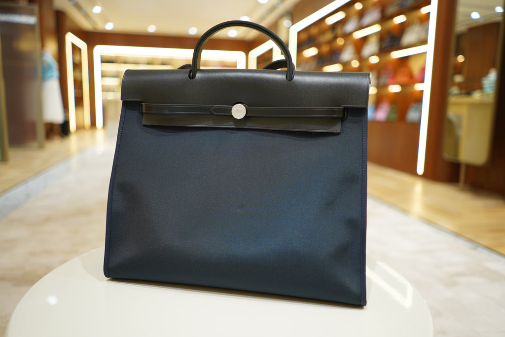 Hermes | Herbag Large – Canvas – Navy – Silver Hardware