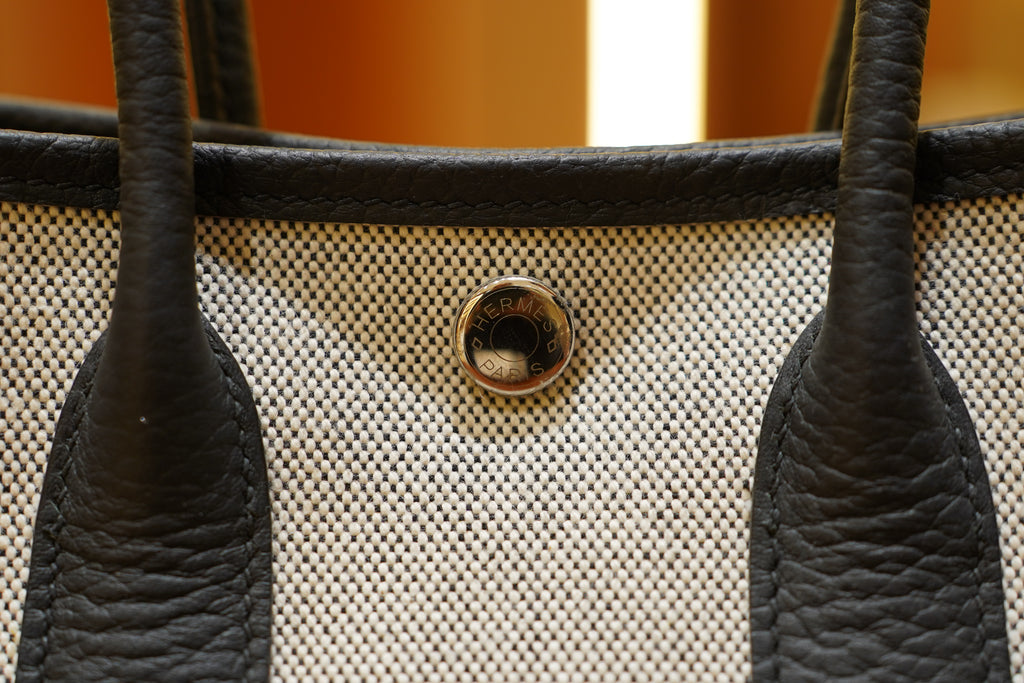 Hermes | Garden Party Mini – Canvas – Beige and Brown – Silver Hardware