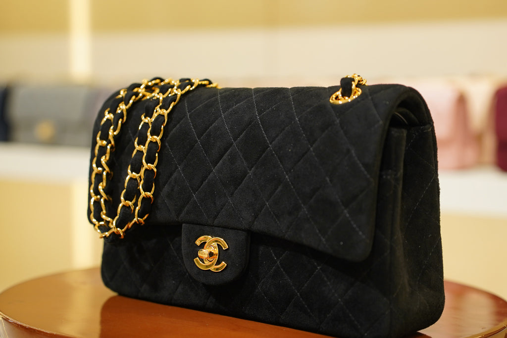 Chanel | Classic Flap Bag – Medium – Suede – Black – Gold Hardware