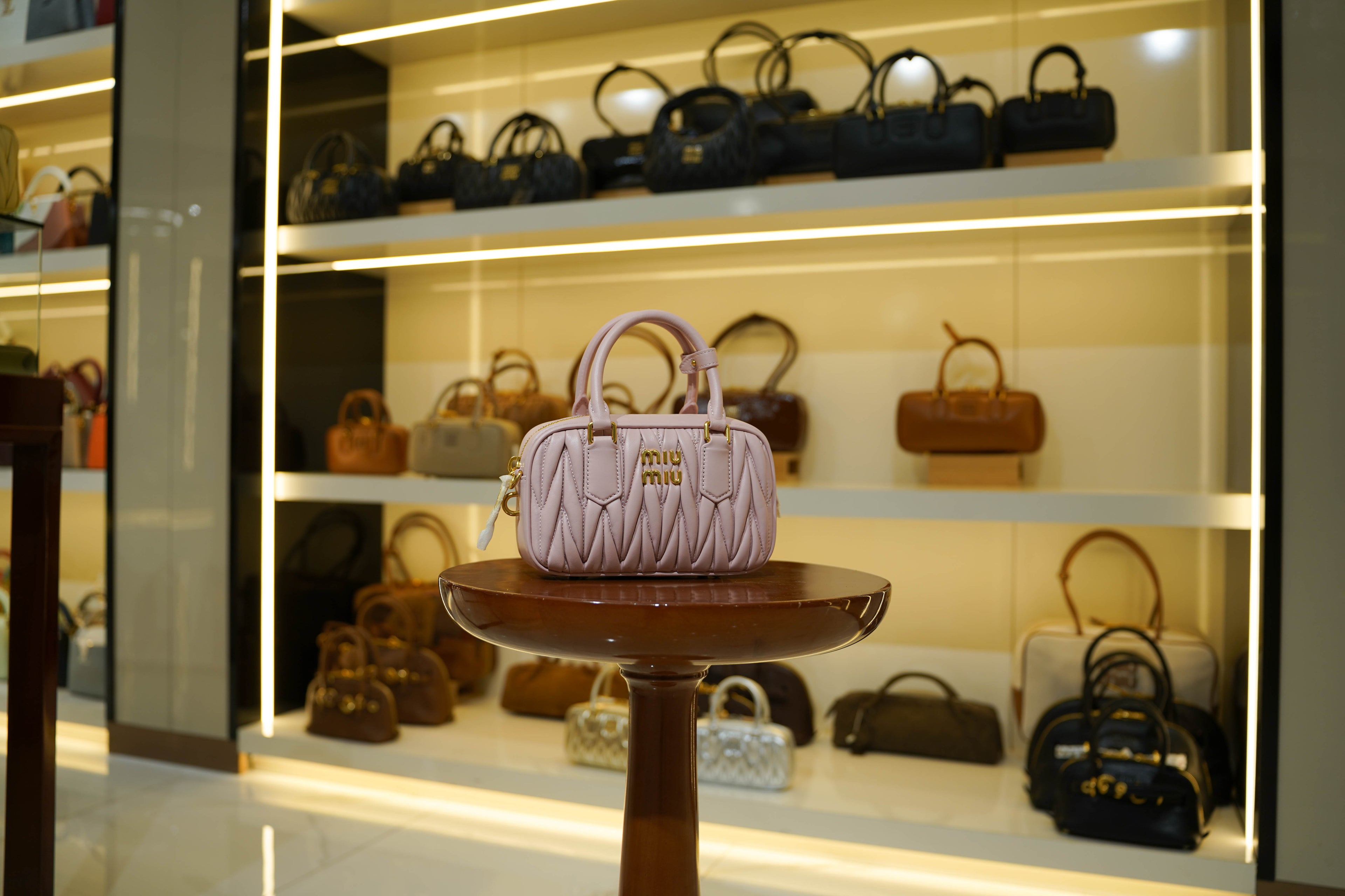 Miu Miu | Arcadie (Medium) – Matelassé – Pink – Gold Hardware