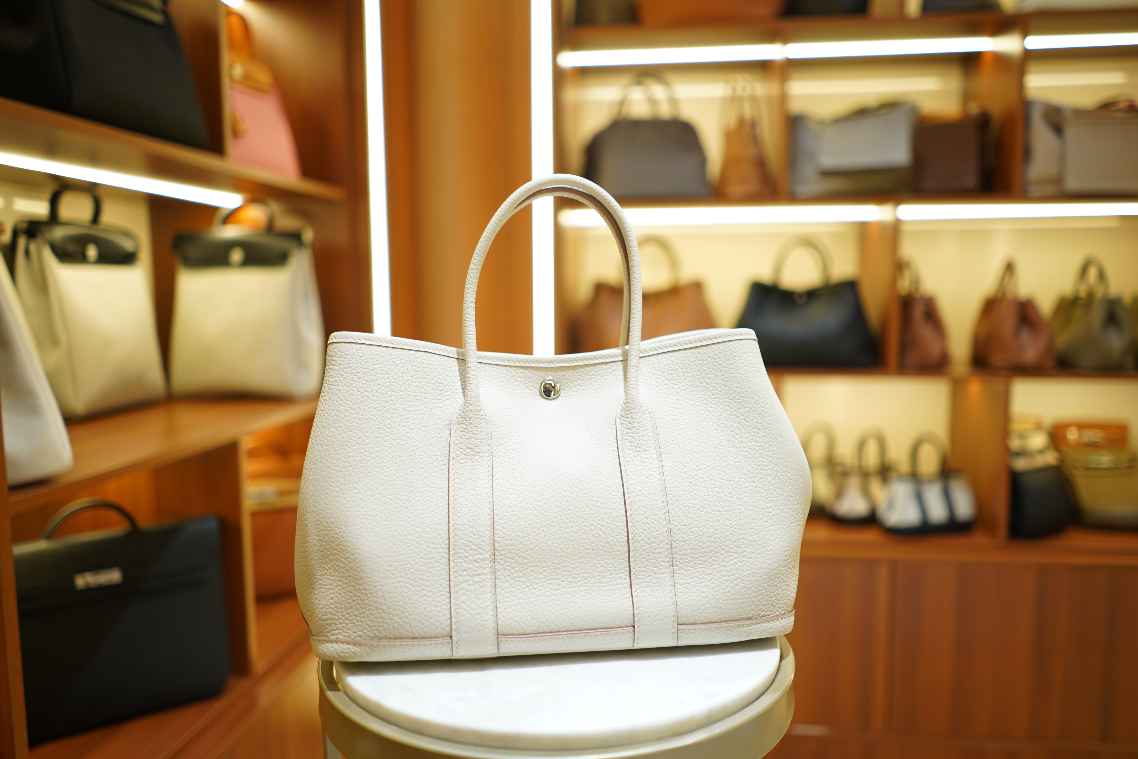 Hermes | Garden Party – Togo – White – Palladium Hardware
