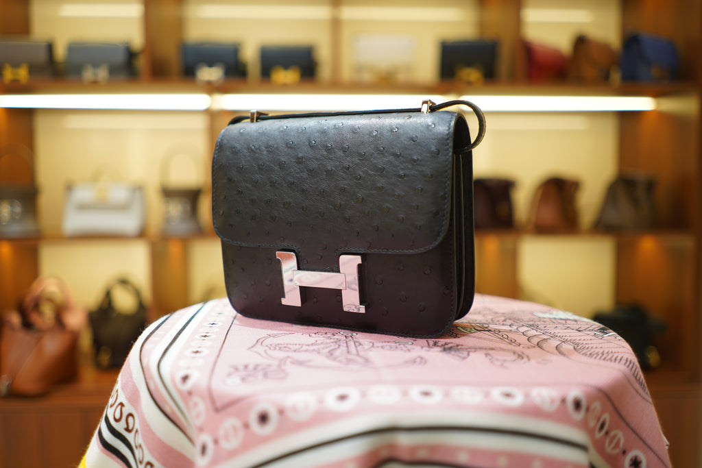 Hermes | Constance – Ostrich Leather – Black – Silver Hardware