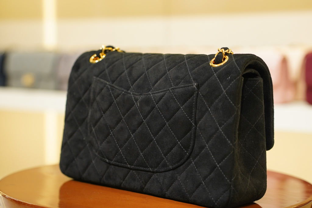 Chanel | Classic Flap Bag – Medium – Suede – Black – Gold Hardware