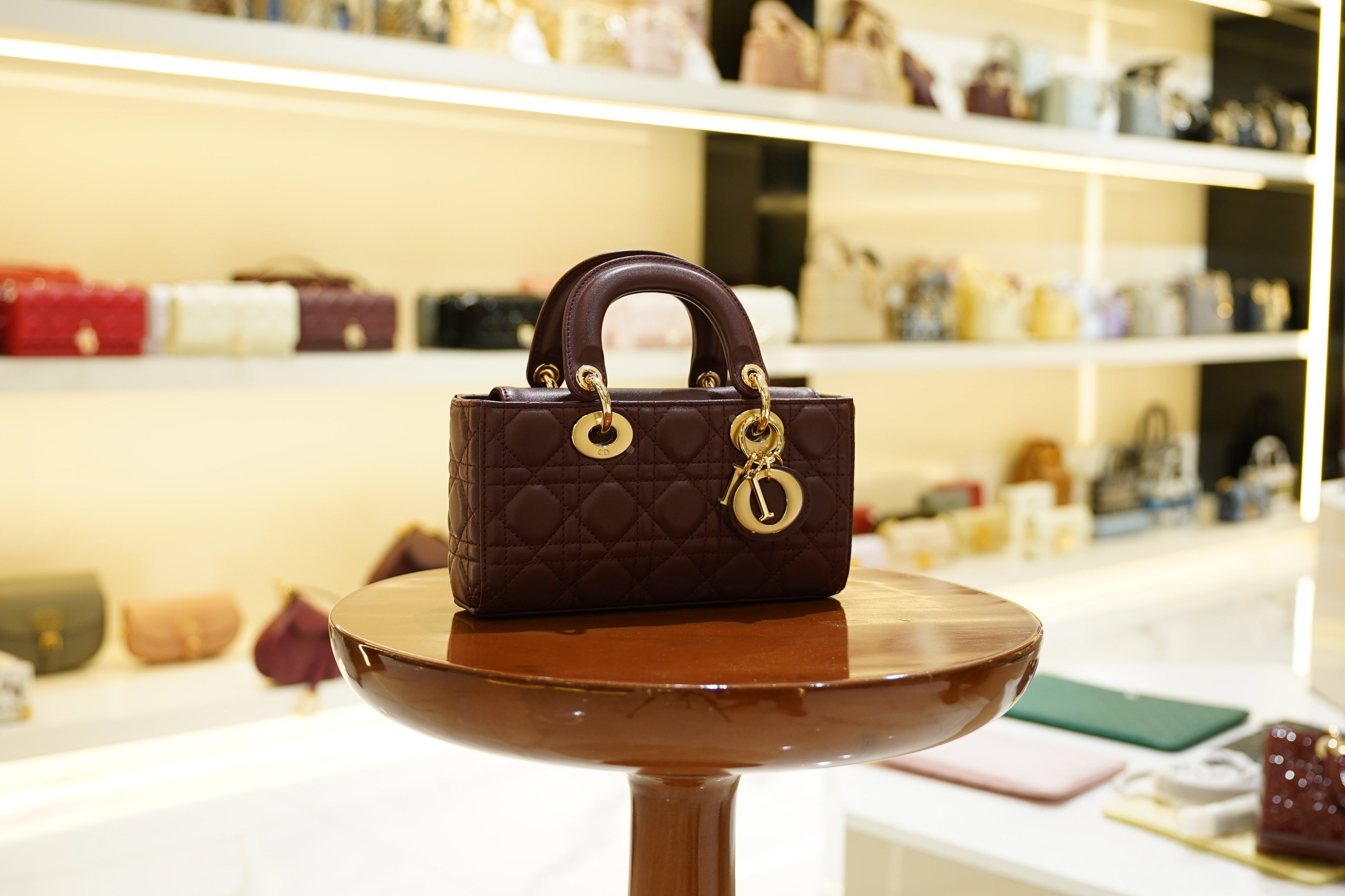 Dior | D-Joy Bag – Cannage Leather – Bordeaux – Gold Hardware