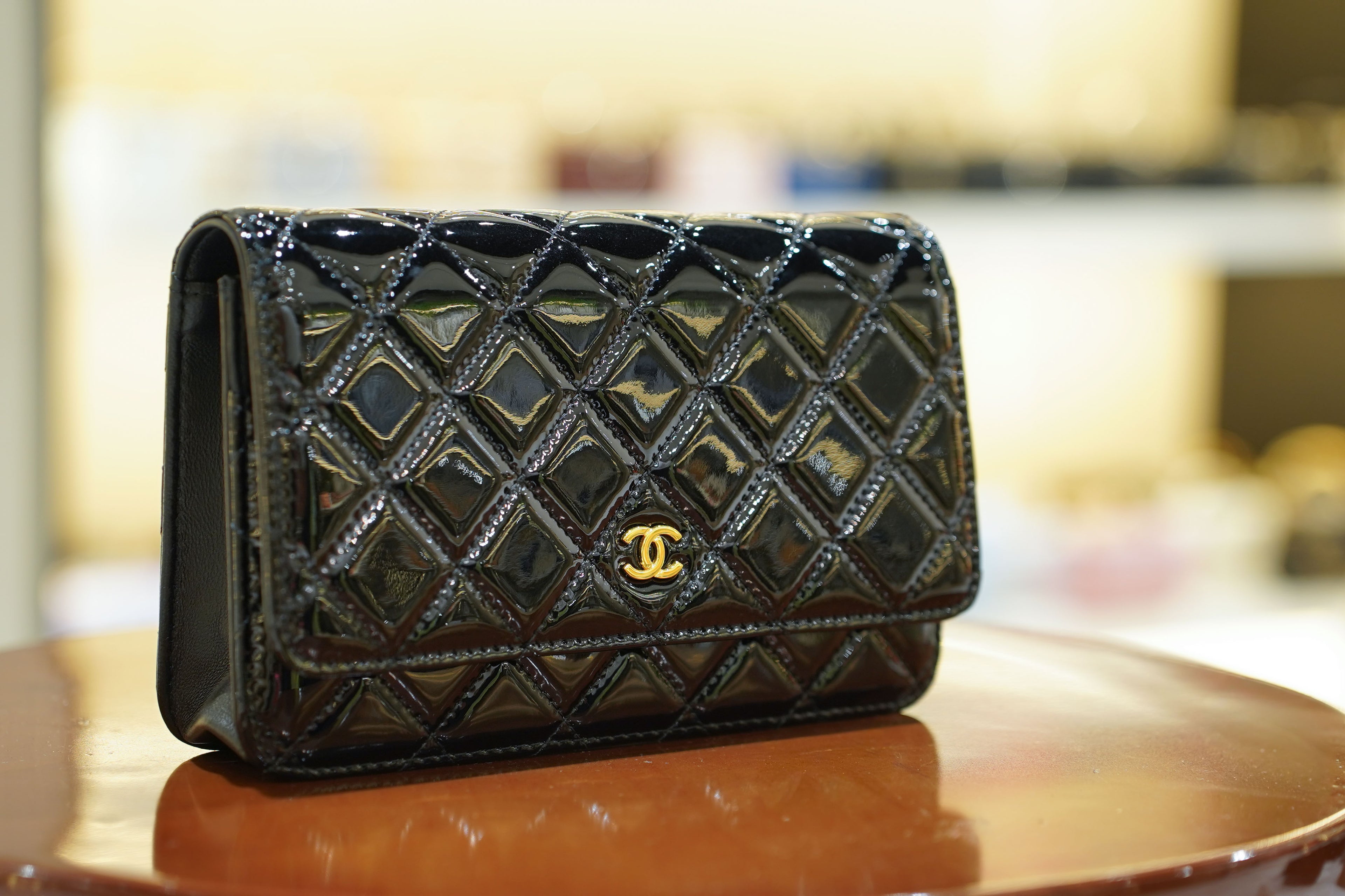 Chanel | Wallet on Chain – Patent Leather – Black – Gold Hardware