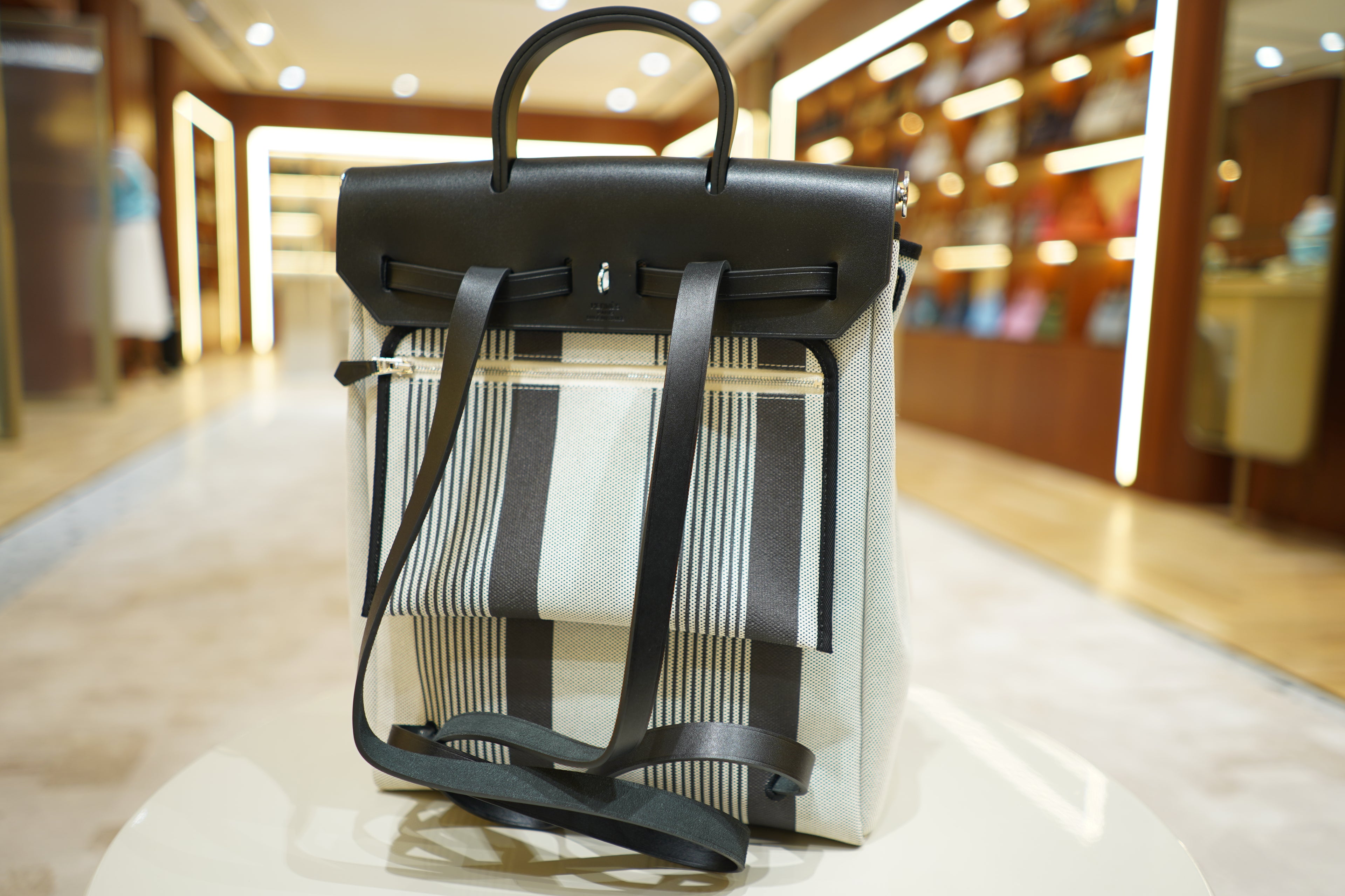 Hermes | Herbag Backpack – Canvas – Beige – Silver Hardware