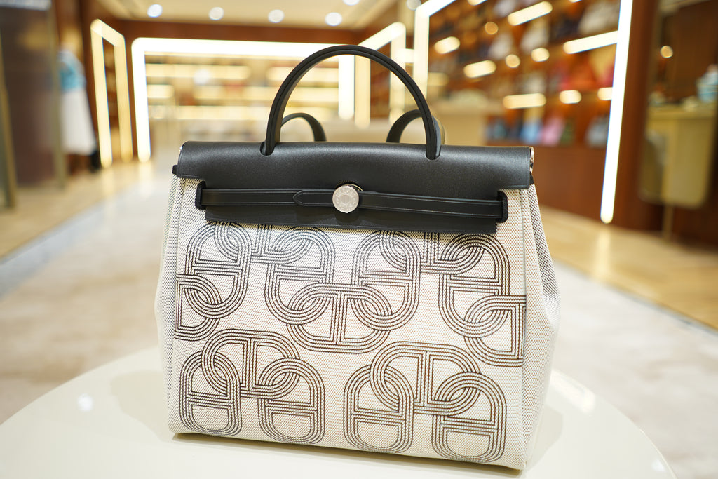 Hermes | Herbag Medium – Canvas – White – Silver Hardware