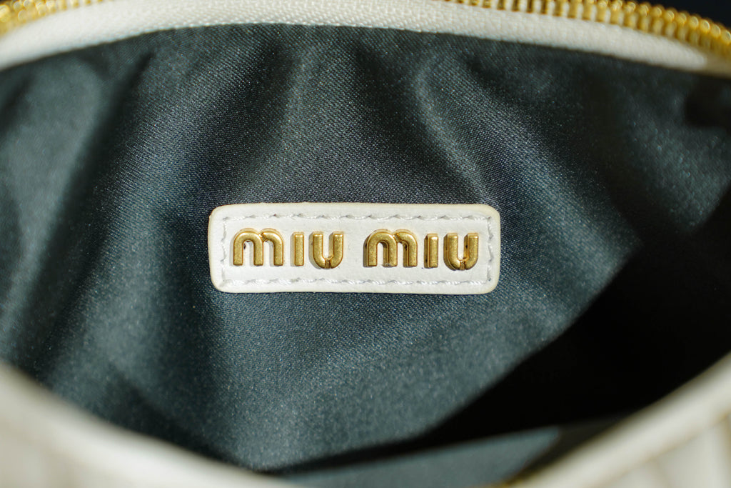Miu Miu | Wander-Matelasse – Leather – White – Gold Hardware