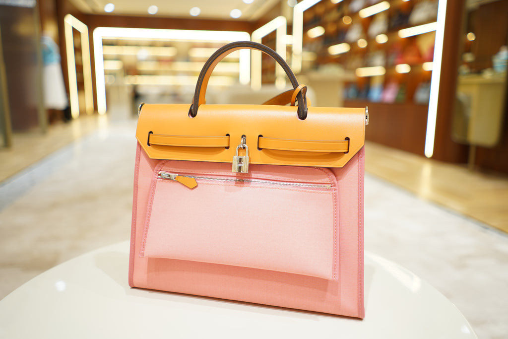 Hermes | Herbag Medium – Canvas – Pink/Orange – Silver Hardware