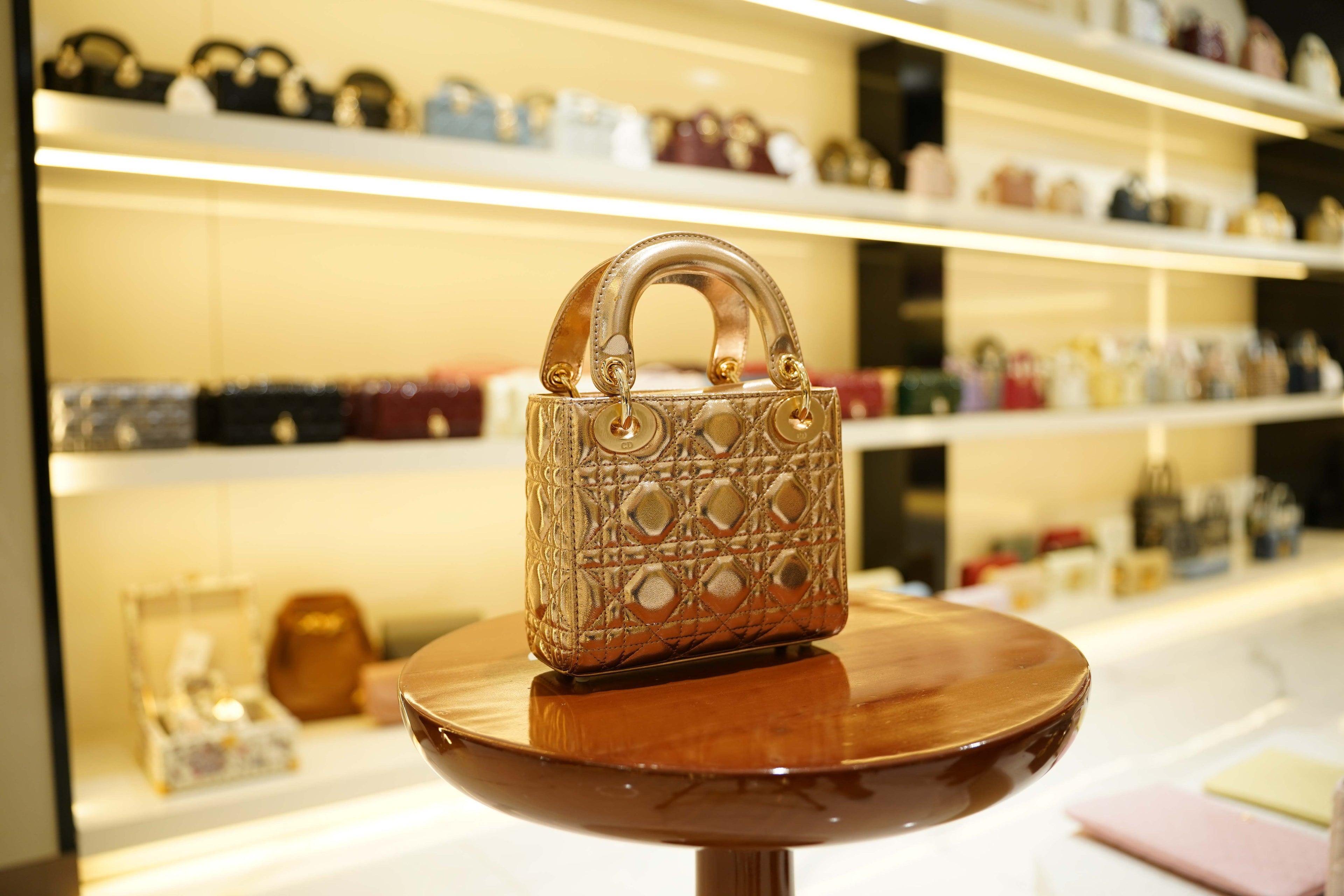 Dior | Lady Dior (Small) – Patent Leather – Gold – Gold Hardware