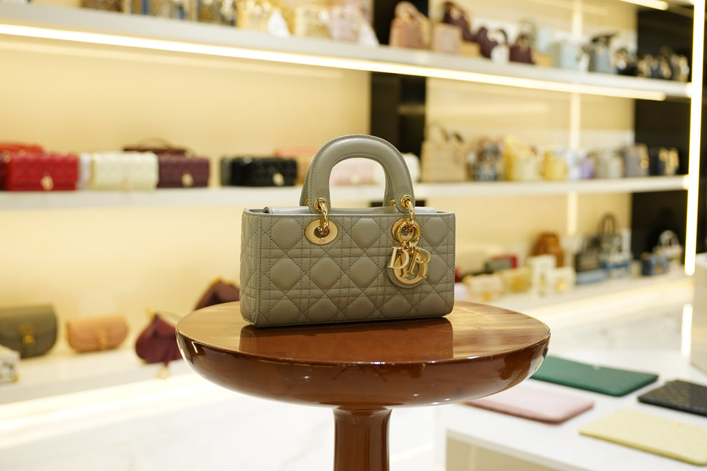 Dior | D-Joy Bag – Calfskin – Gray – Gold Hardware