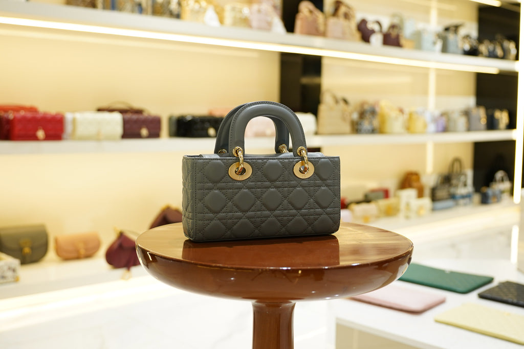 Dior | D-Joy Bag – Lambskin – Gray – Gold Hardware