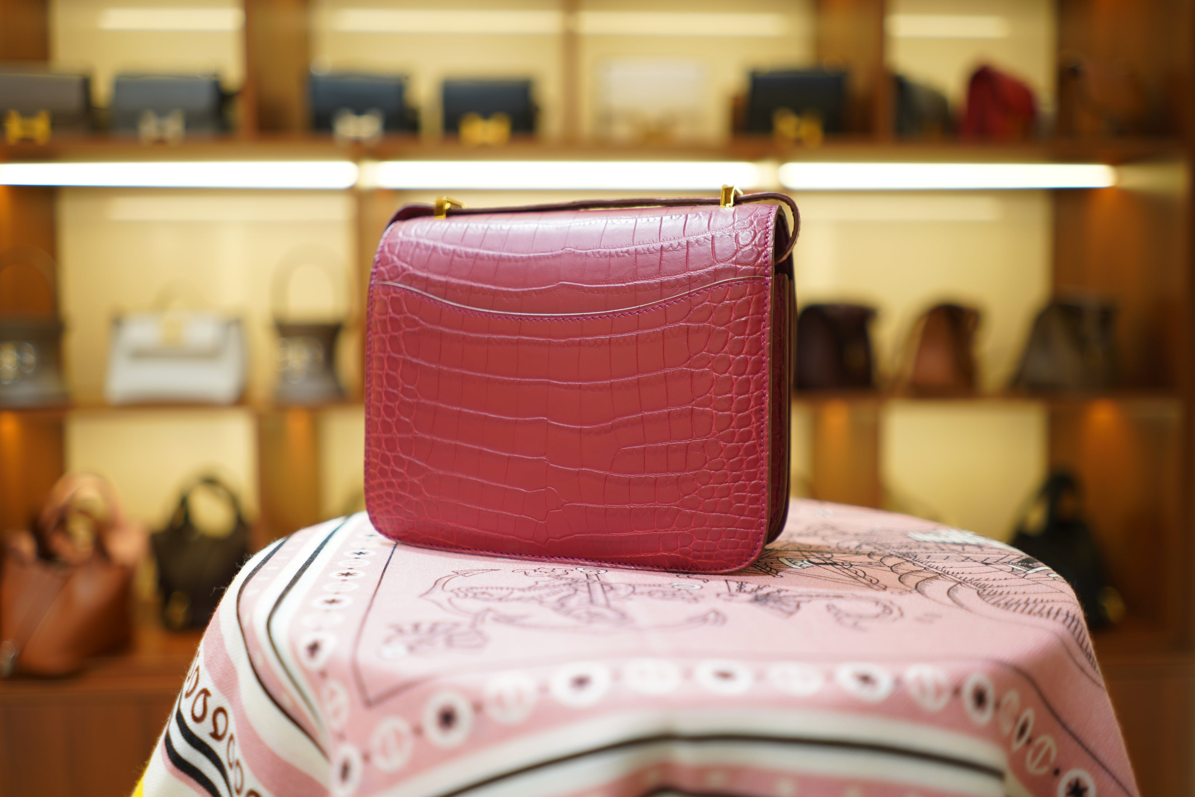 Hermes | Constance – Crocodile Leather – Burgundy – Gold Hardware