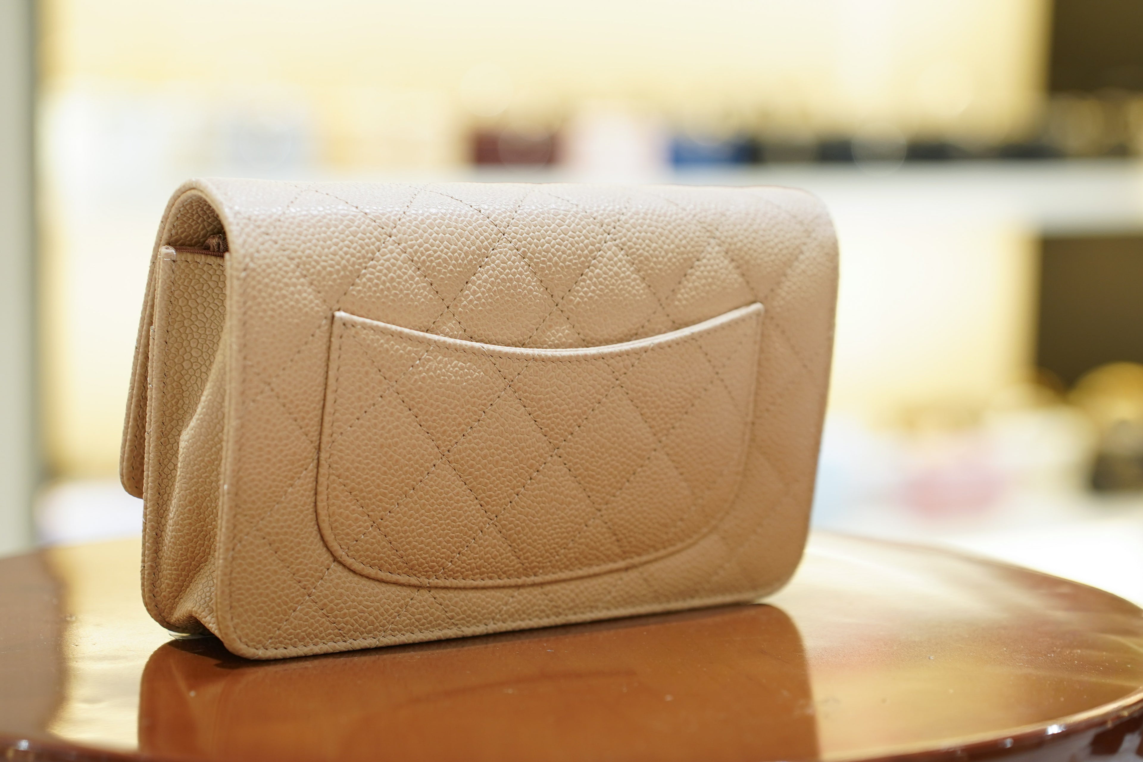 Chanel | Wallet on Chain – Caviar – Beige – Silver Hardware