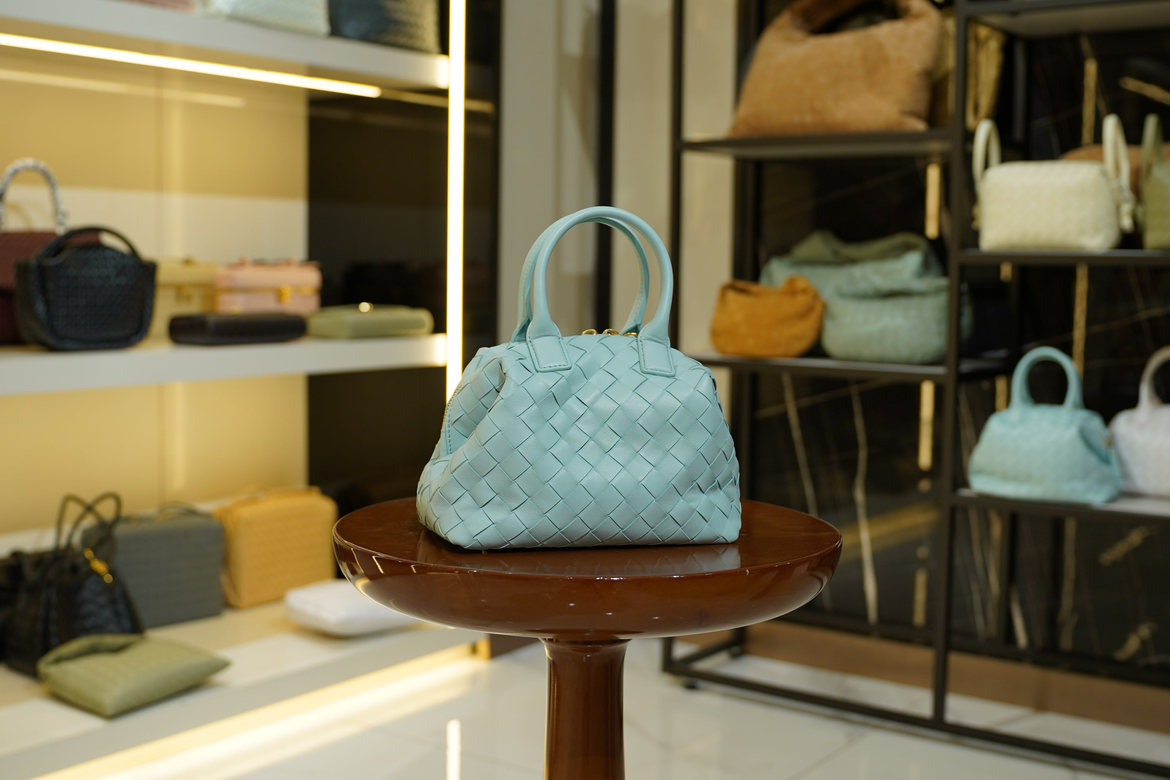 Bottega Veneta | Mini Jodie (Mini) – Lambskin – Aqua – Gold Hardware