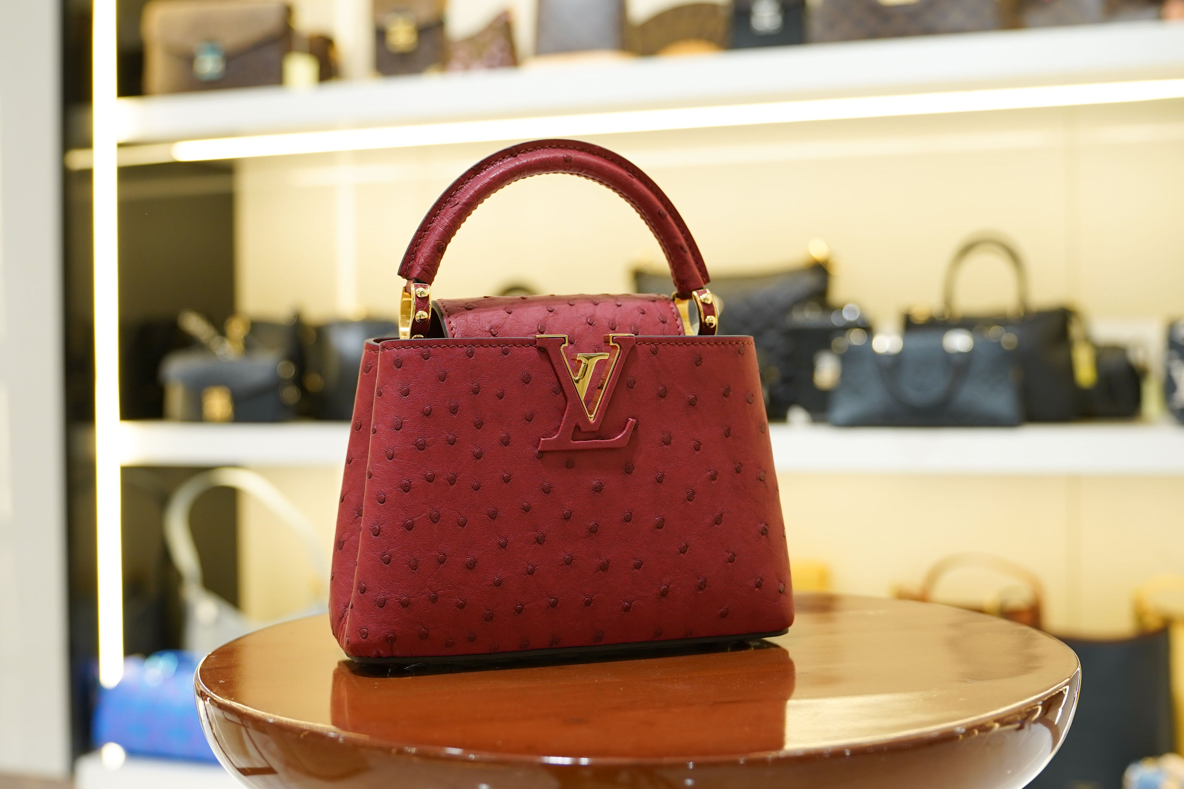 Louis Vuitton | Capucines Medium – Ostrich Leather – Red – Gold Hardware