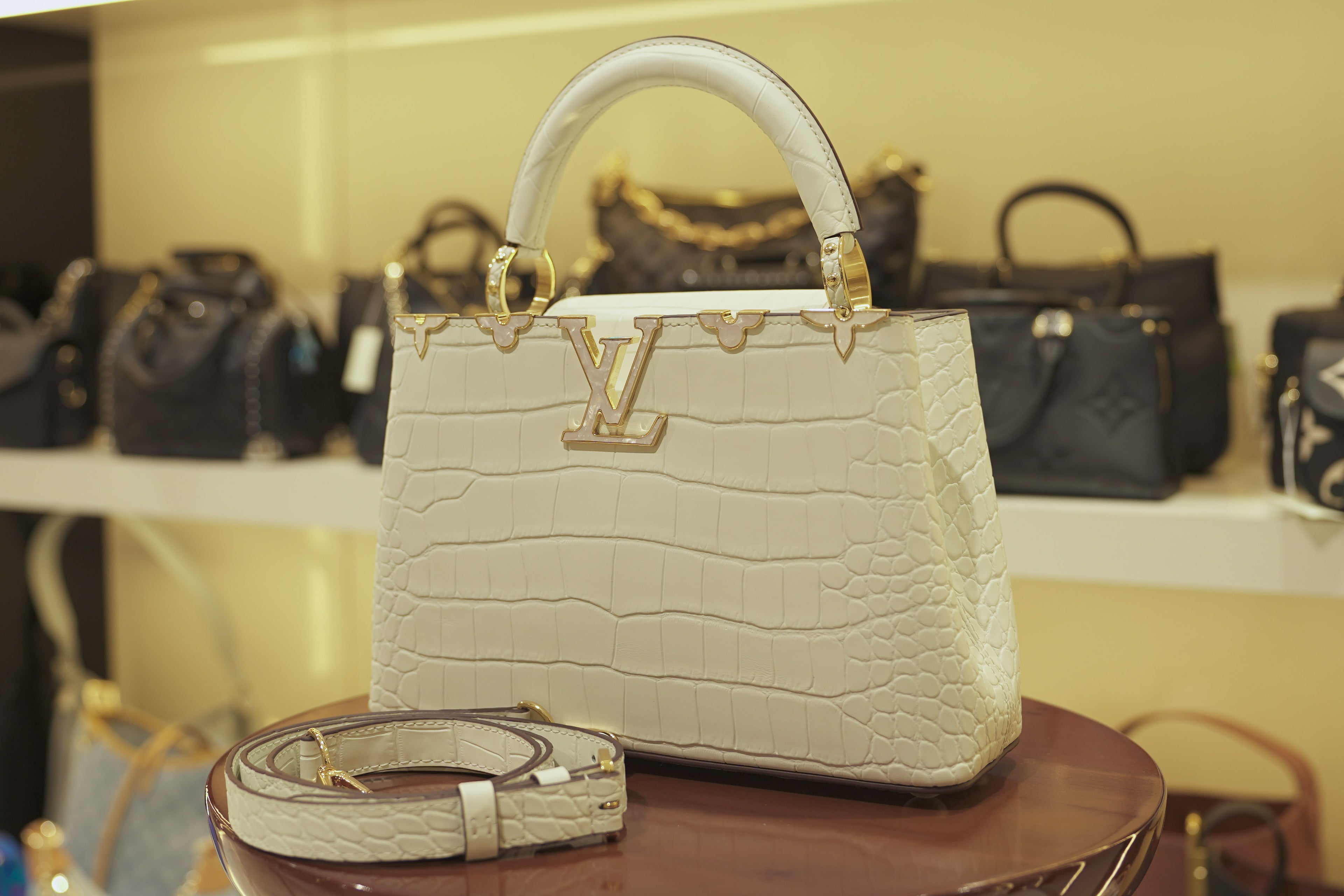 Louis Vuitton | Capucines – Crocodile Leather – White – Gold Hardware