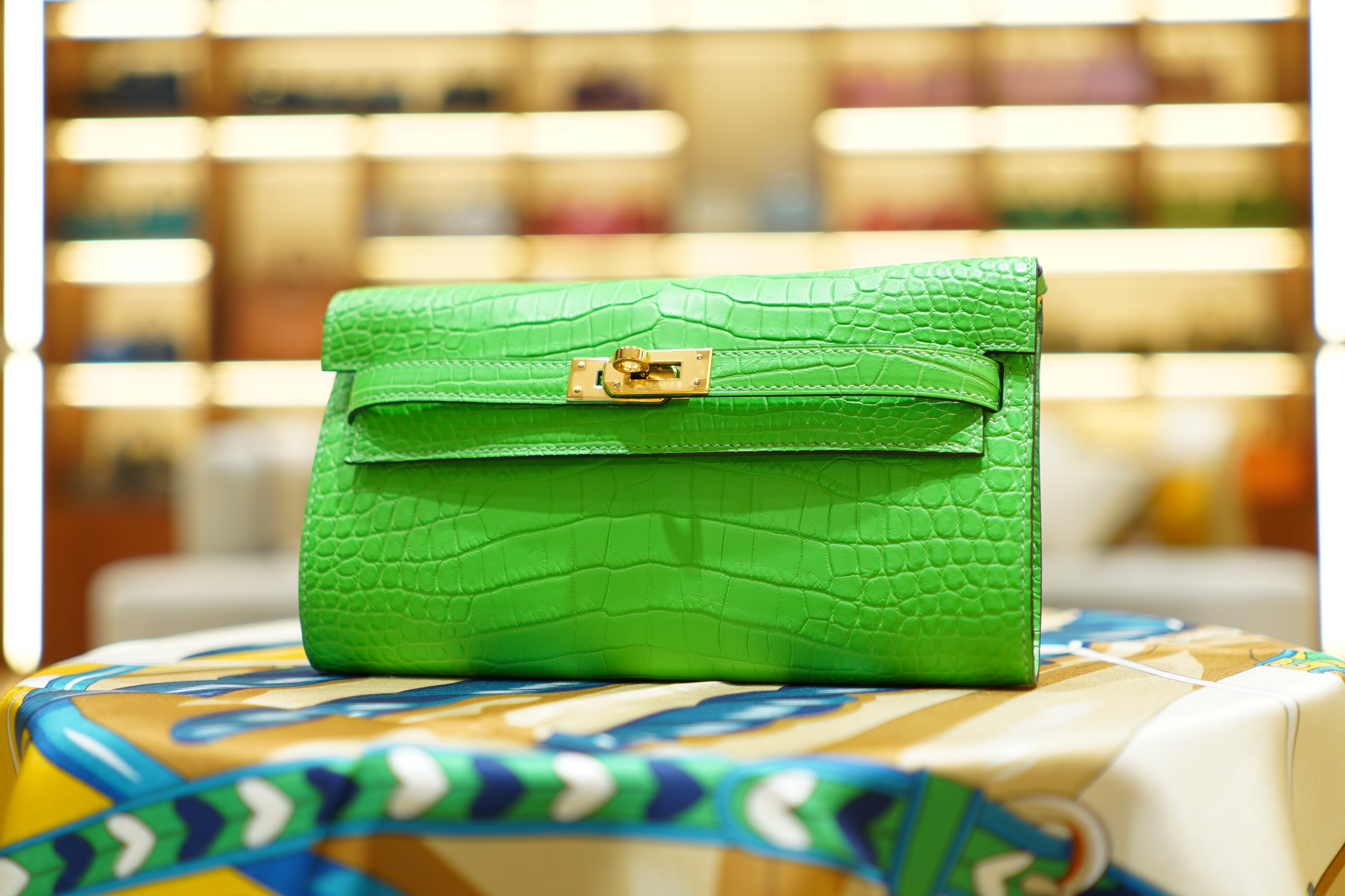 Hermes | Kelly To Go Wallet – Crocodile – Green – Gold Hardware